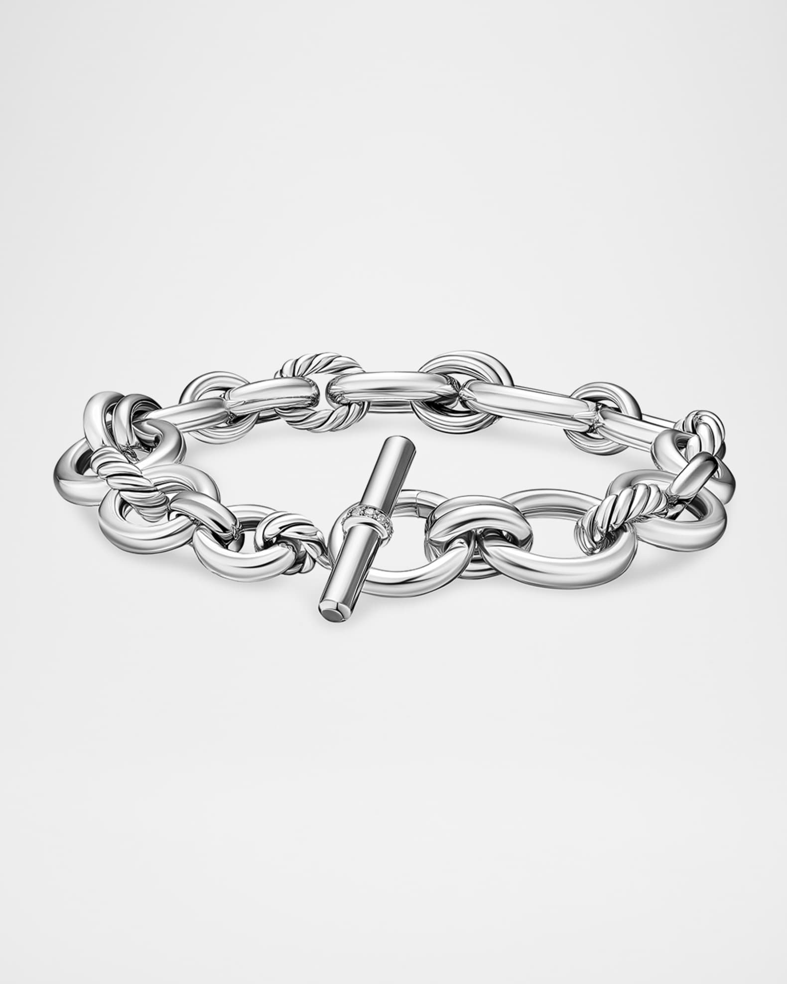 Mercer Chain Bracelet with Diamonds in Silver 0