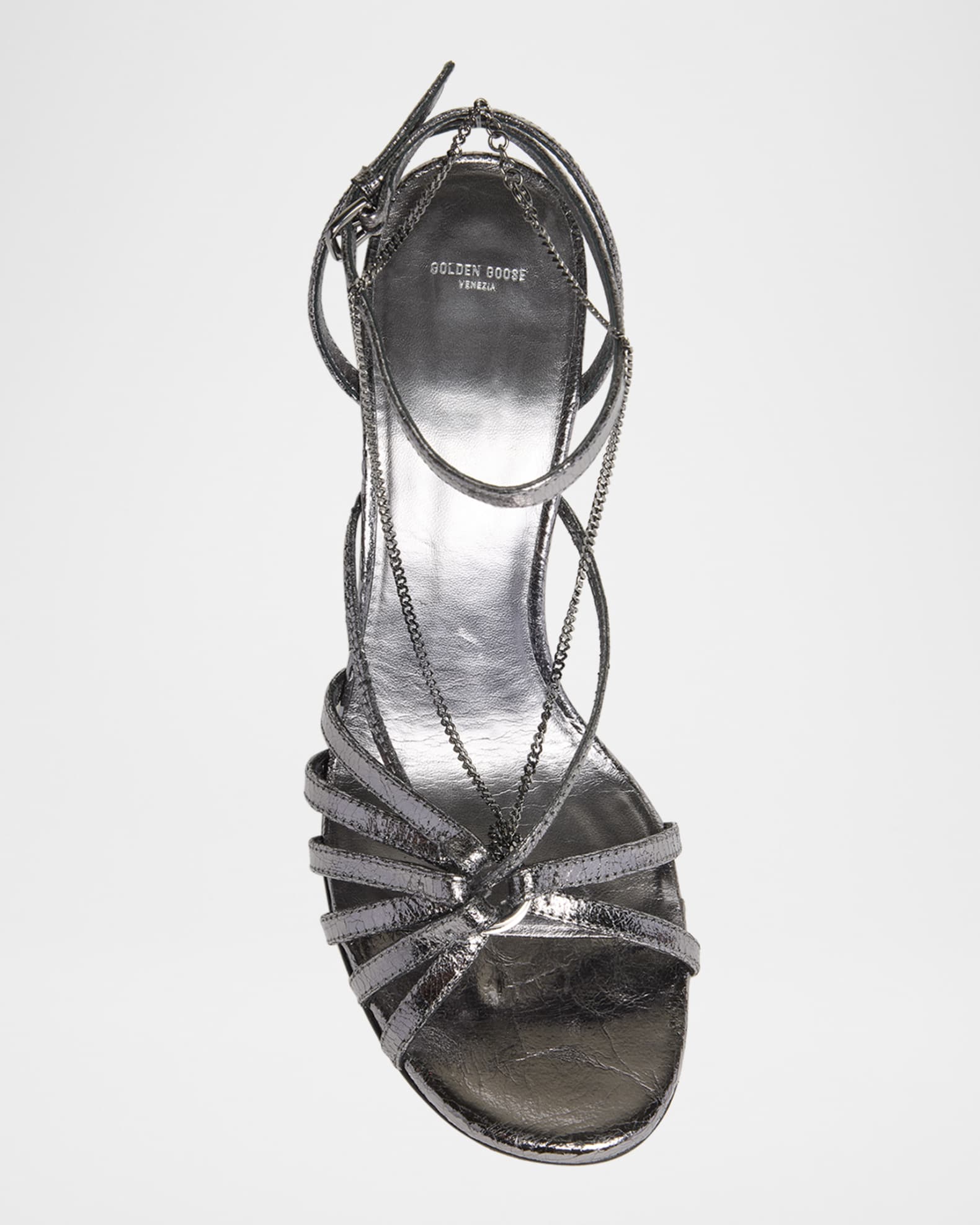 【関税&送料込】Golden Goose High Heel Sandals Golden Goose Nico Strappy Metallic Ankle-Chain Sandals