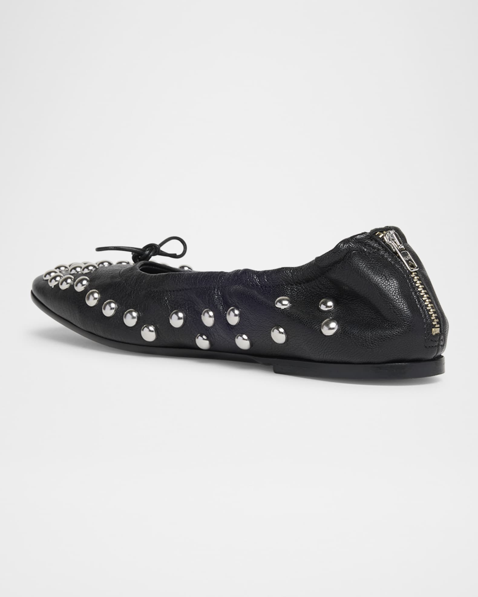 【関税込み】GOLDEN GOOSE AMY' BALLET FLATS Golden Goose Amy Stud Zip Leather Ballerina Flats | Neiman