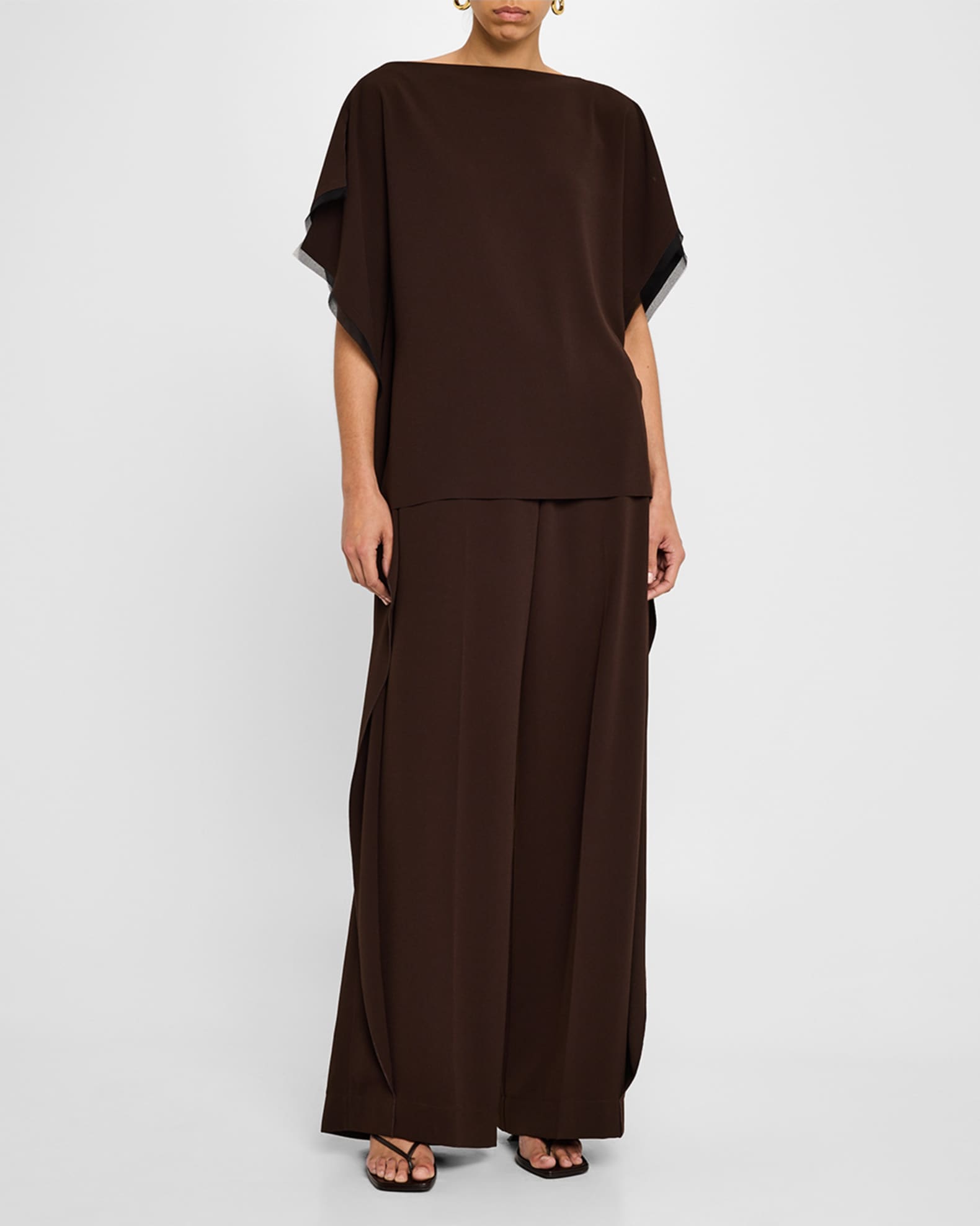 Wide Leg Crepe Pants With Side Extens 1