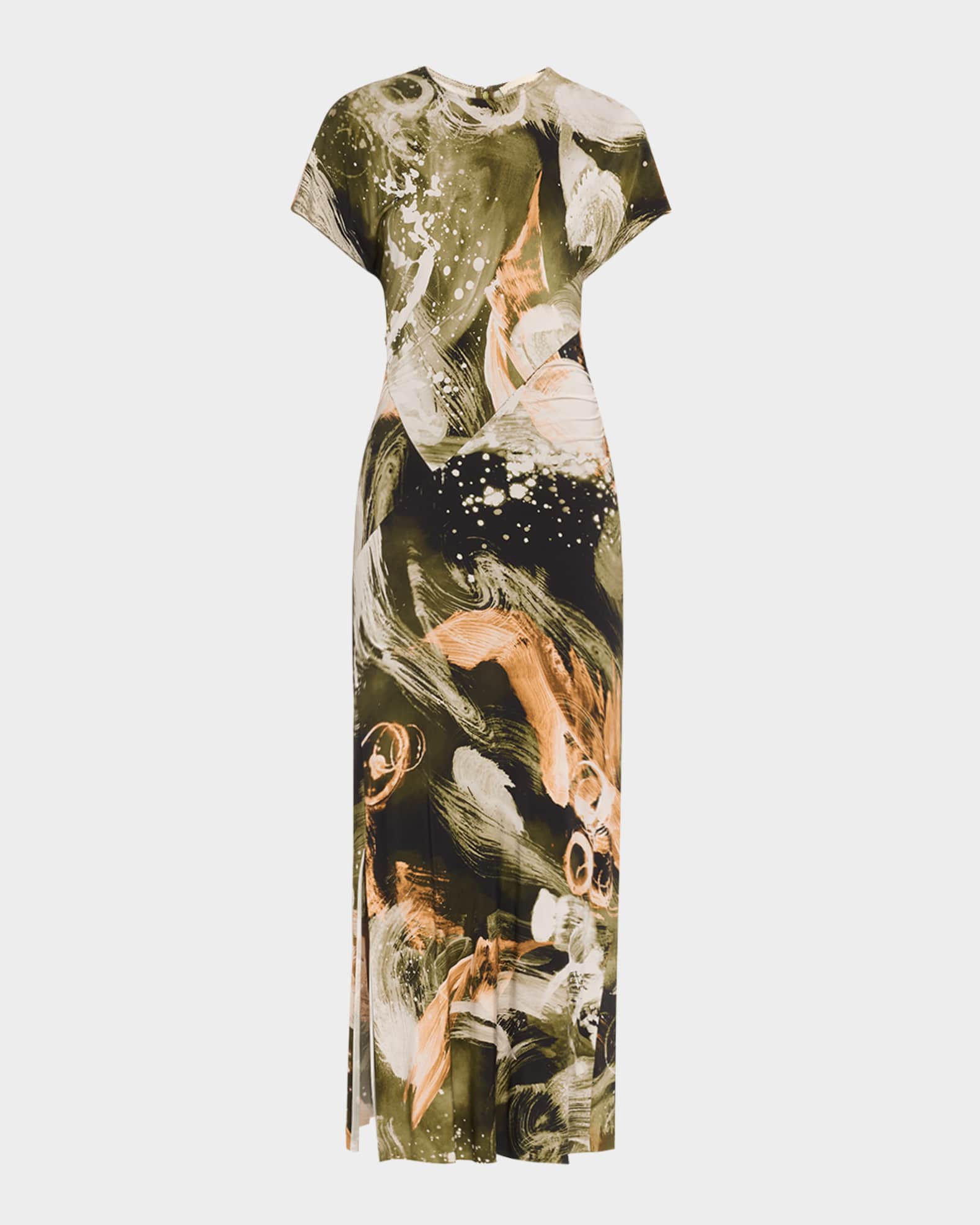 Brushstroke Print Jersey Dress 0