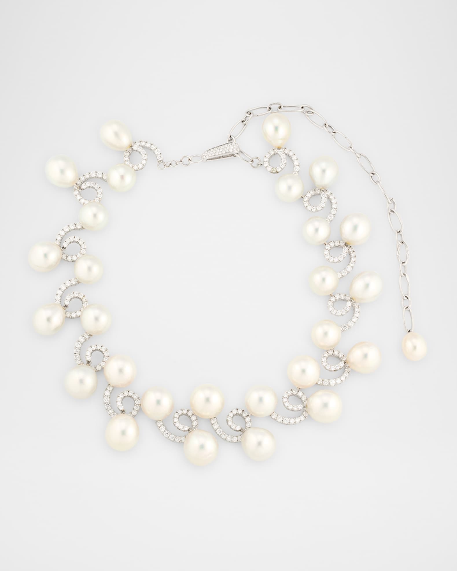 18K White Gold South Sea Pearl Necklace with Diamonds, 18"L 0
