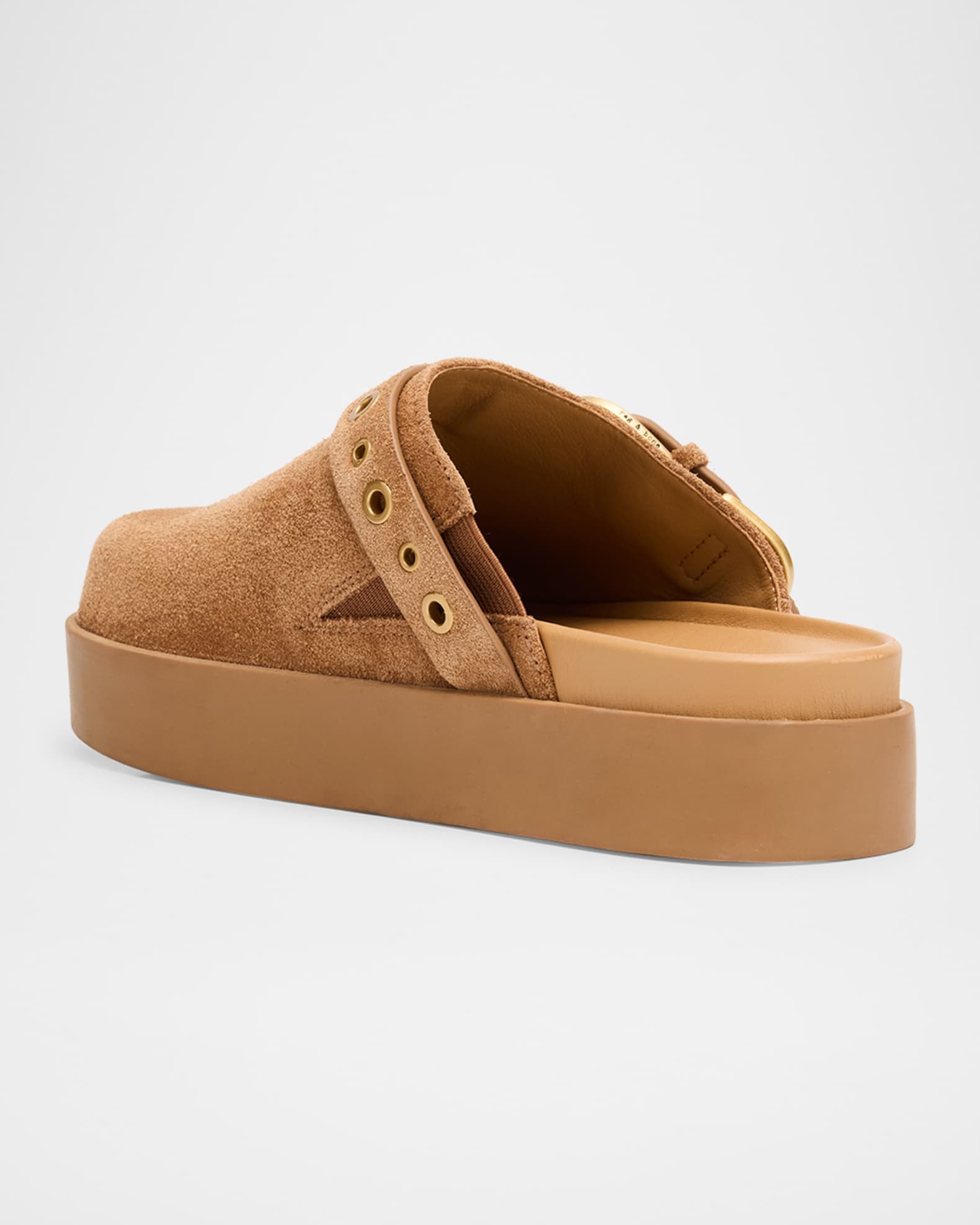 Geo Suede Buckle Platform Mules 1
