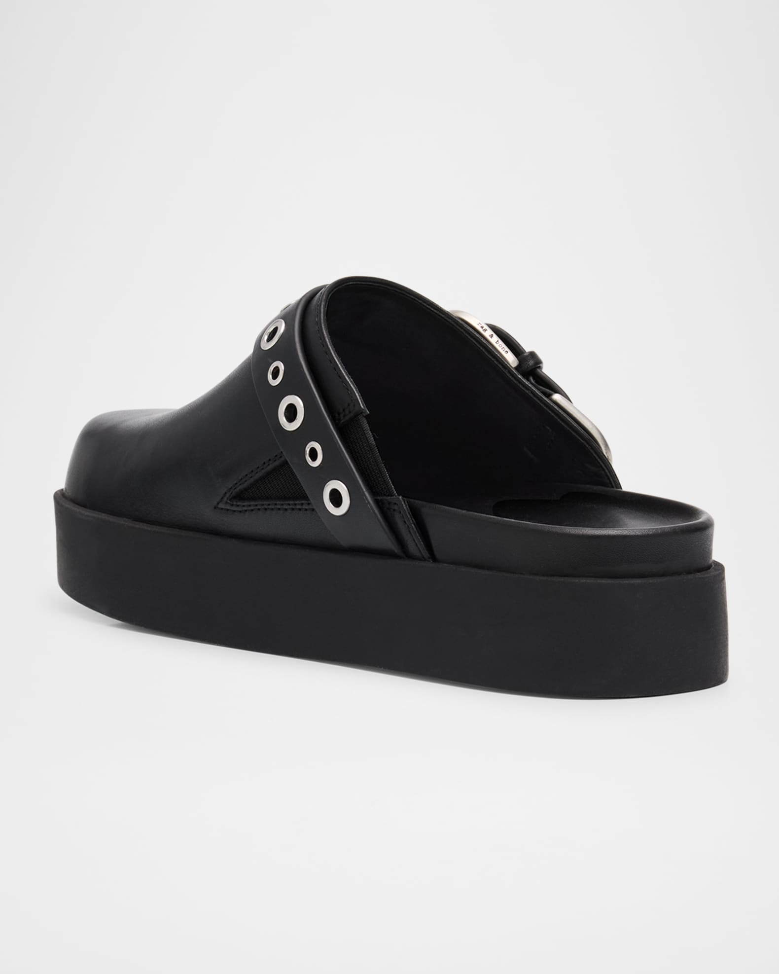 Geo Leather Buckle Platform Mules 1