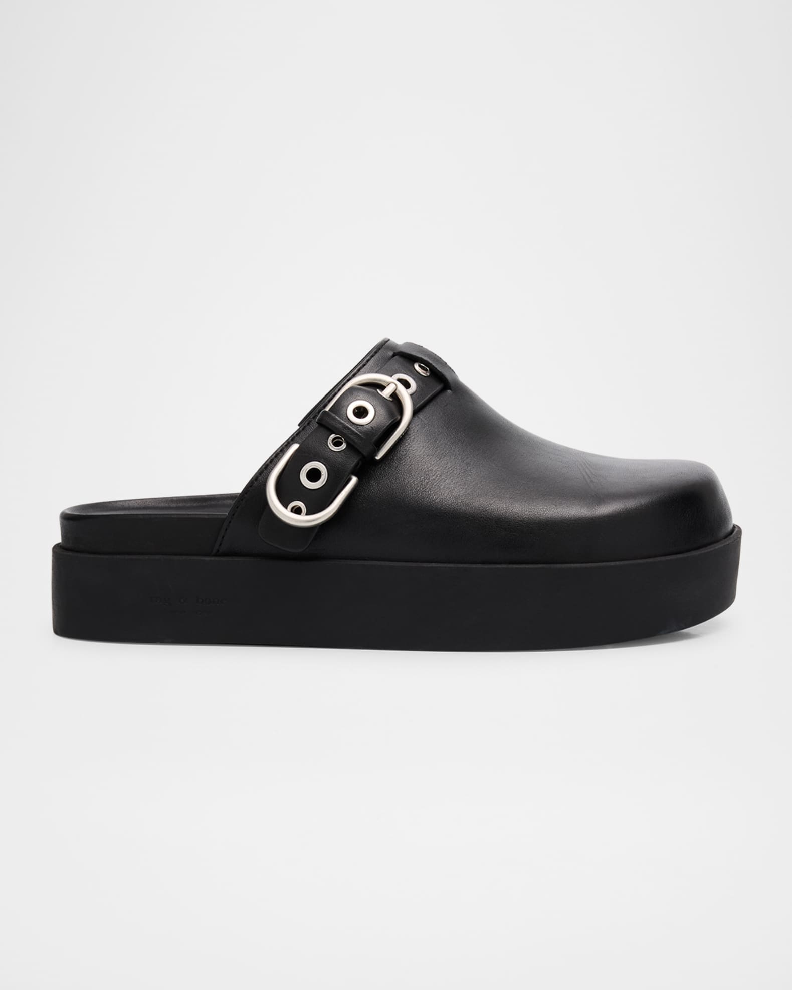 Geo Leather Buckle Platform Mules 0