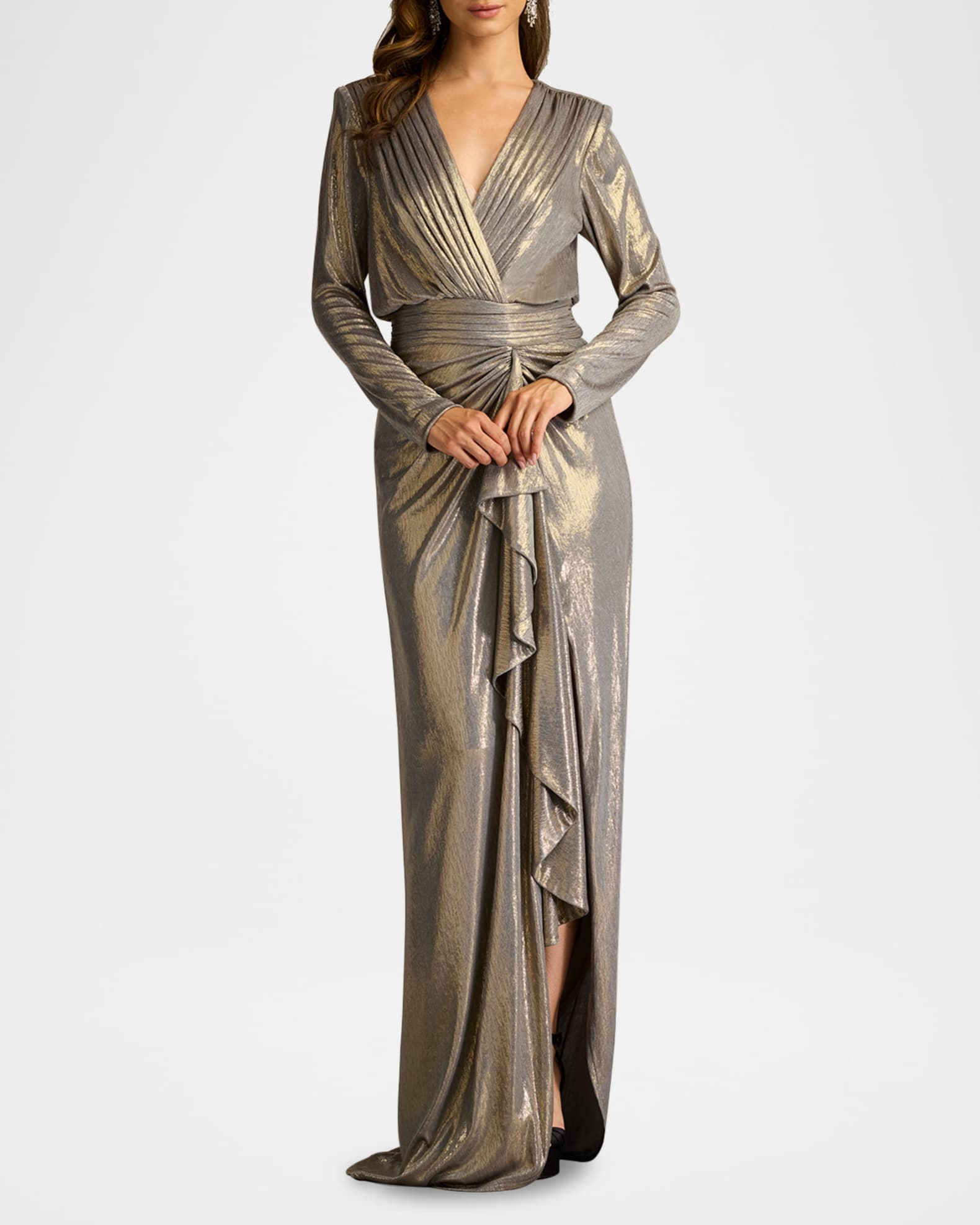 Metallic Jersey Side Ruched Gown main image 1