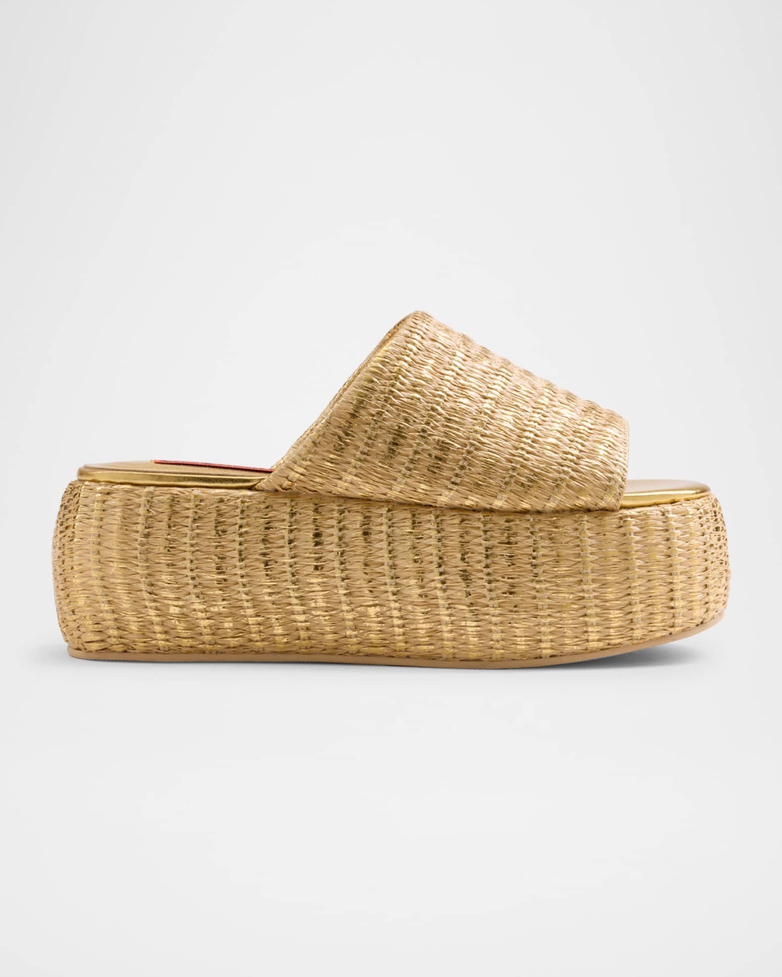 Metallic Raffia Cloudy Platform Sandals 0