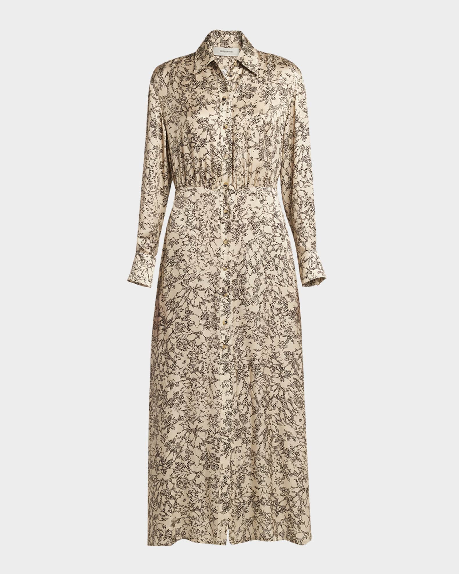 Journey Naike-Print Satin Collared Gown 0