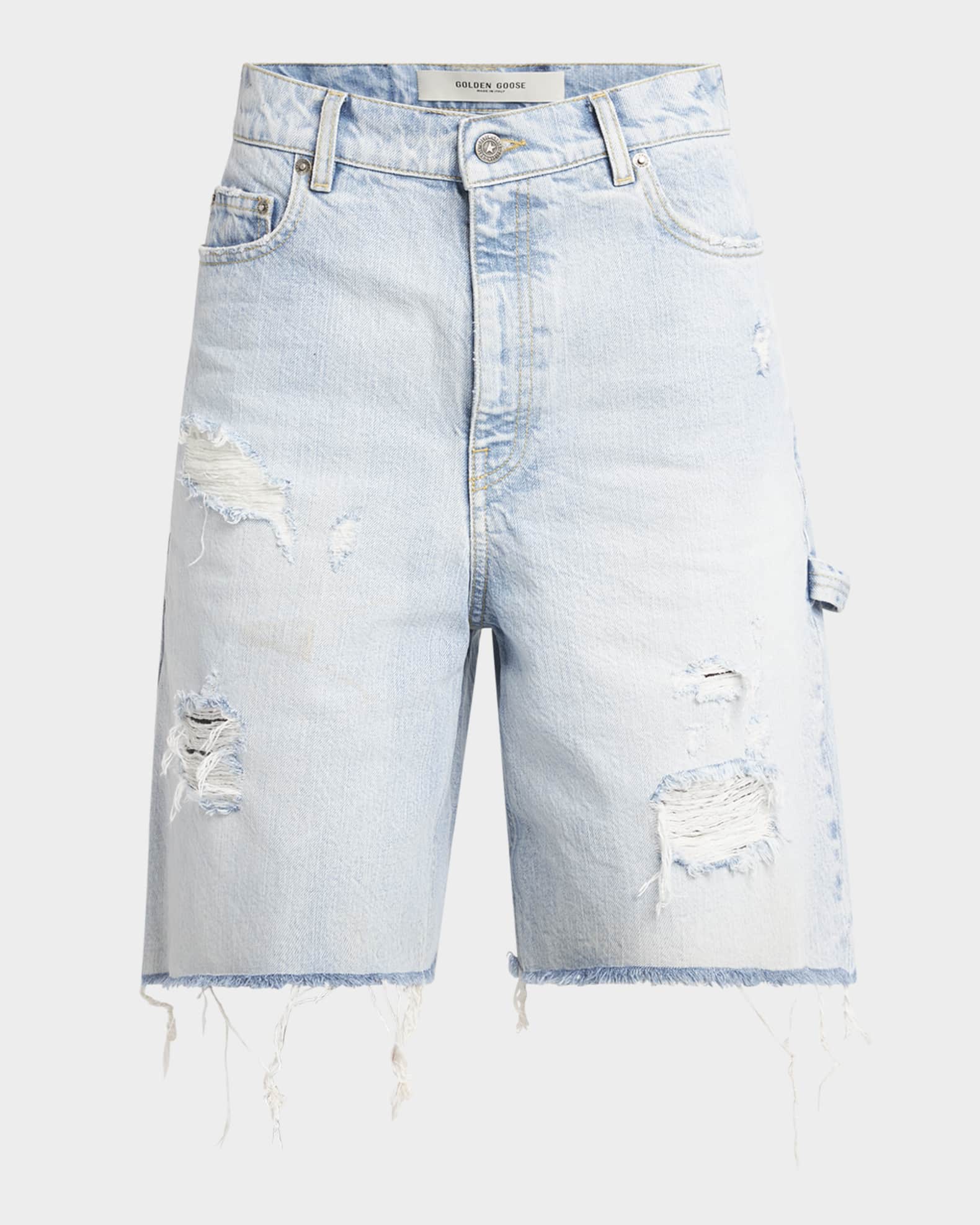 Journey Distressed Long Denim Shorts 0