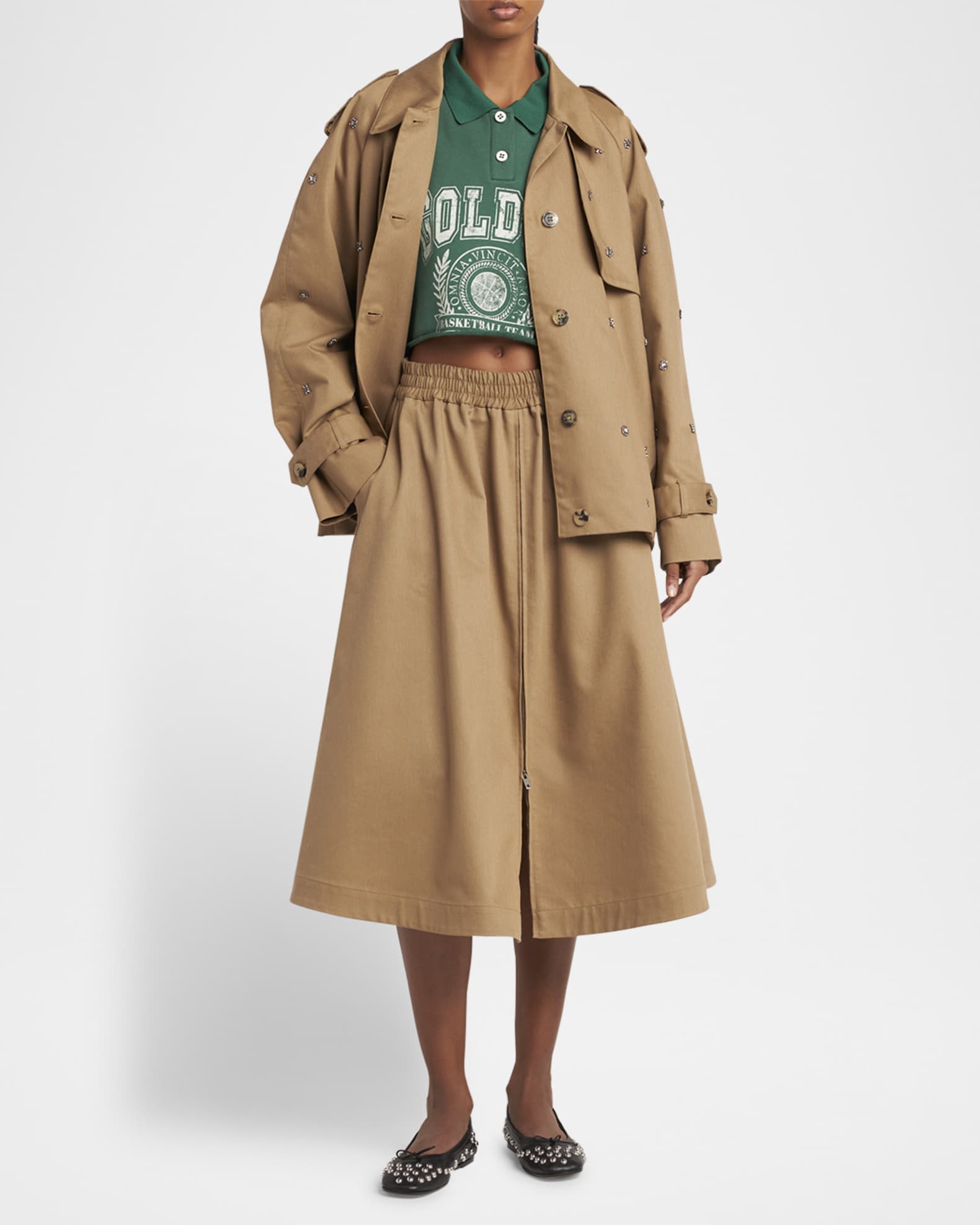 Golden Goose Journey Logo Crop Polo Sweatshirt | Neiman Marcus