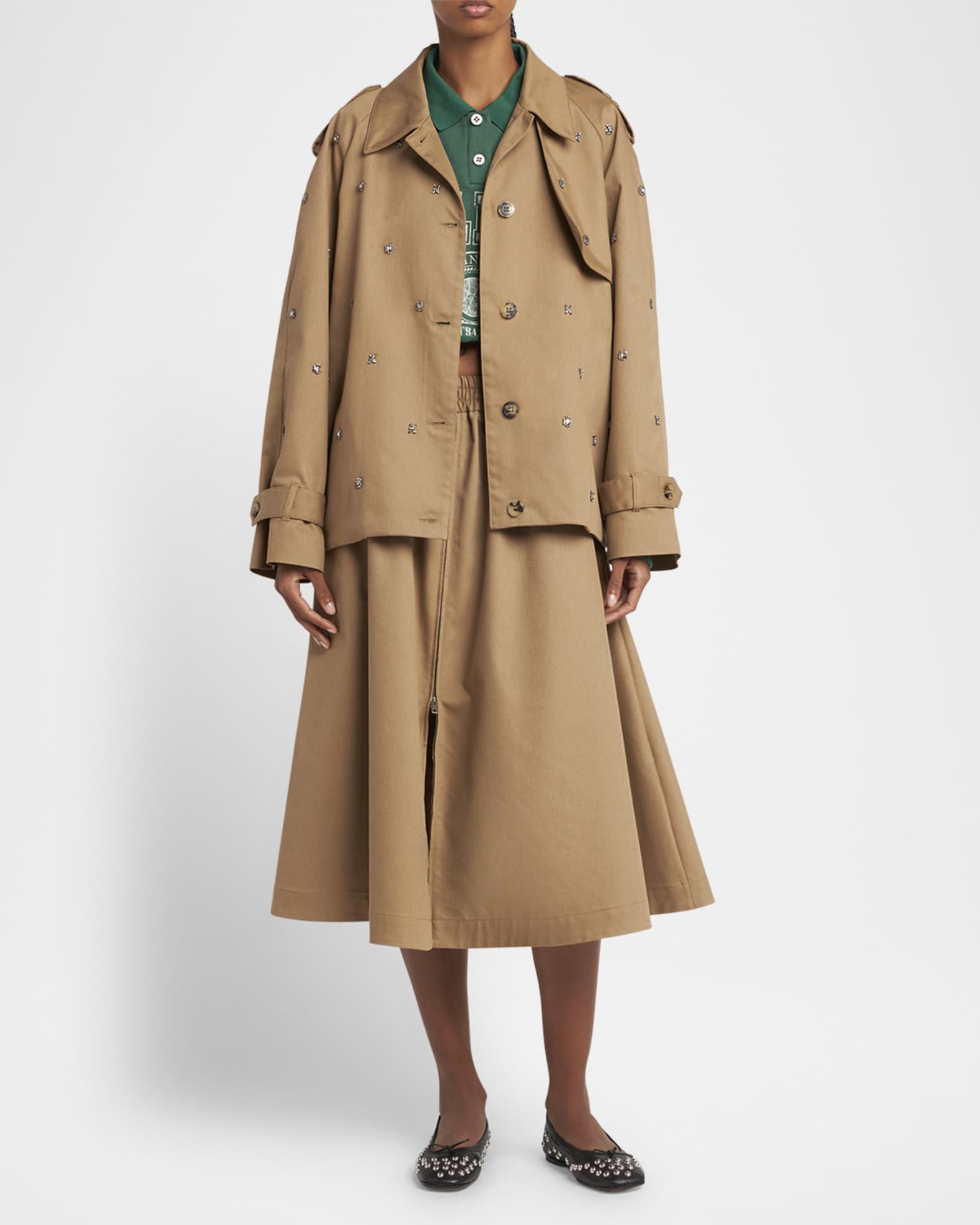 Journey Crystal-Embellished Short Trench Coat 1