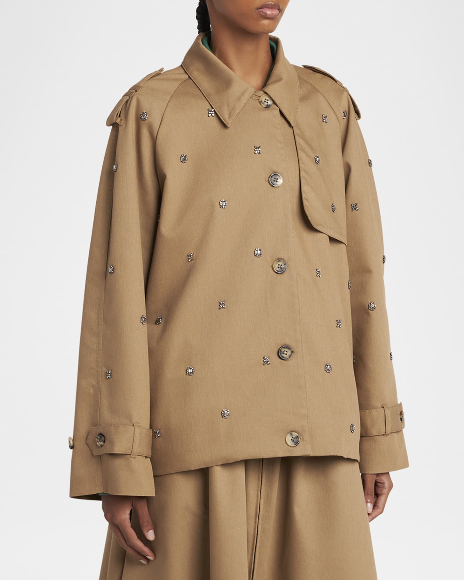 Golden Goose Journey Crystal-Embellished Short Trench Coat