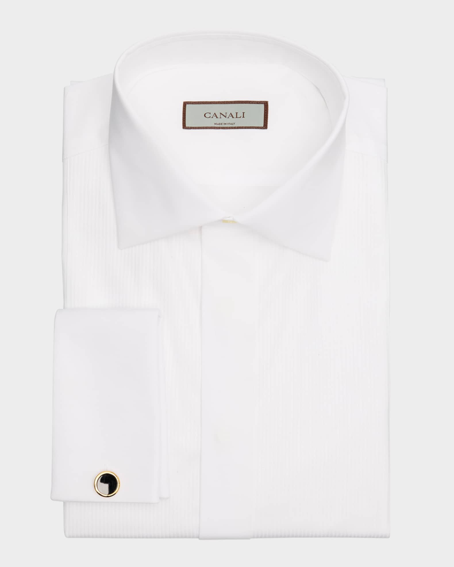 Men's French-Cuff Textured Bib Shirt 0