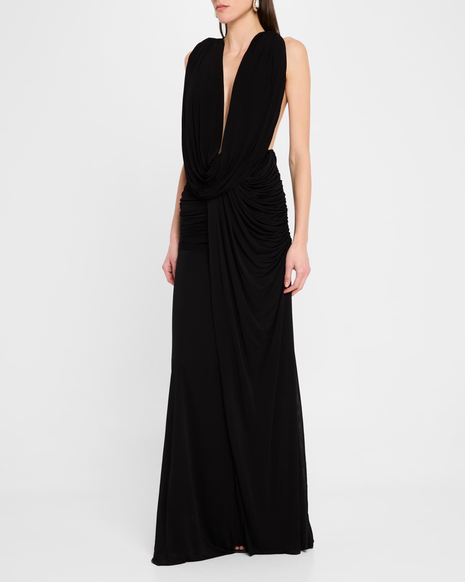 Plunging Fusion Ruched T-Back Gown 1