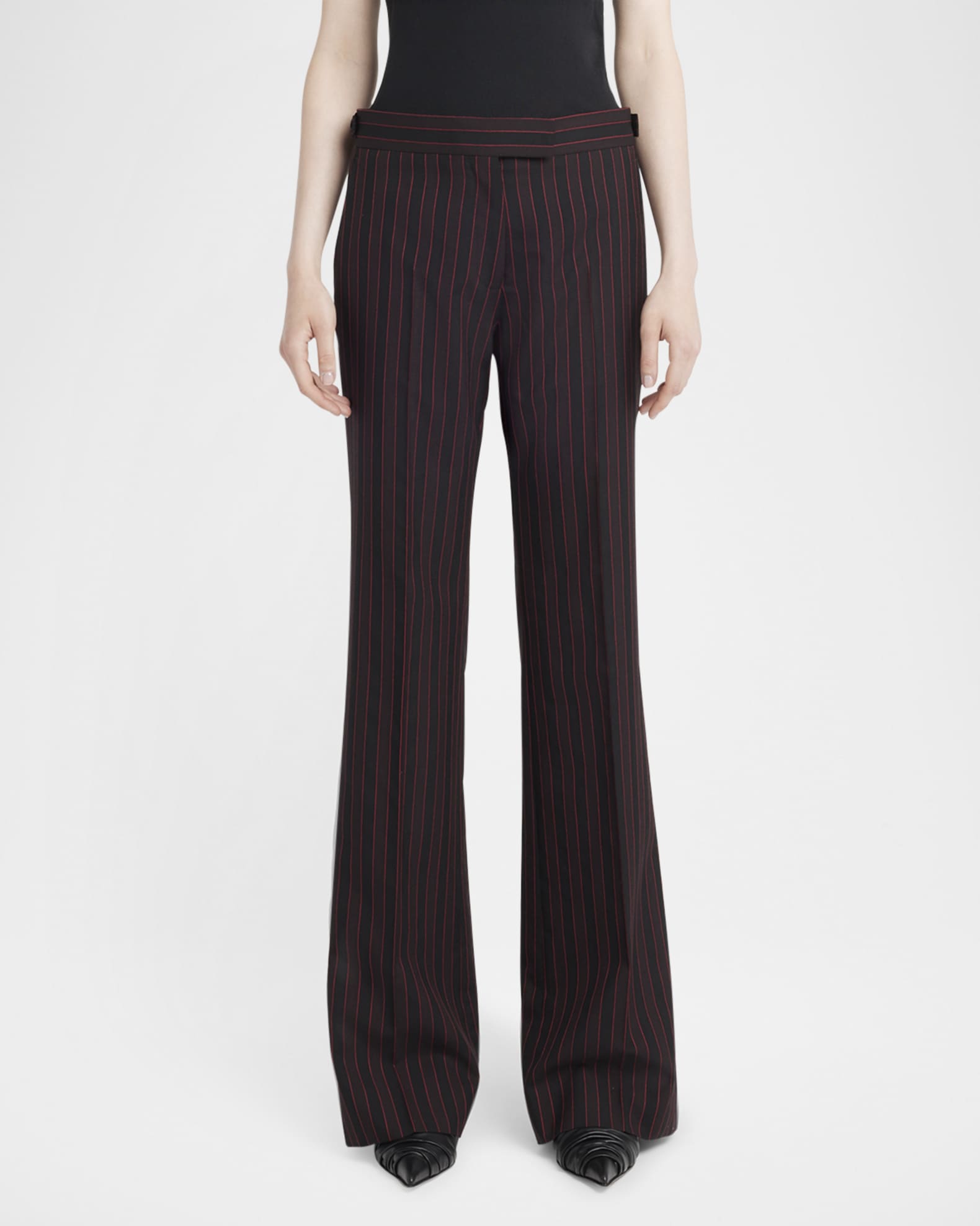 Pinstriped Flare Trousers 1