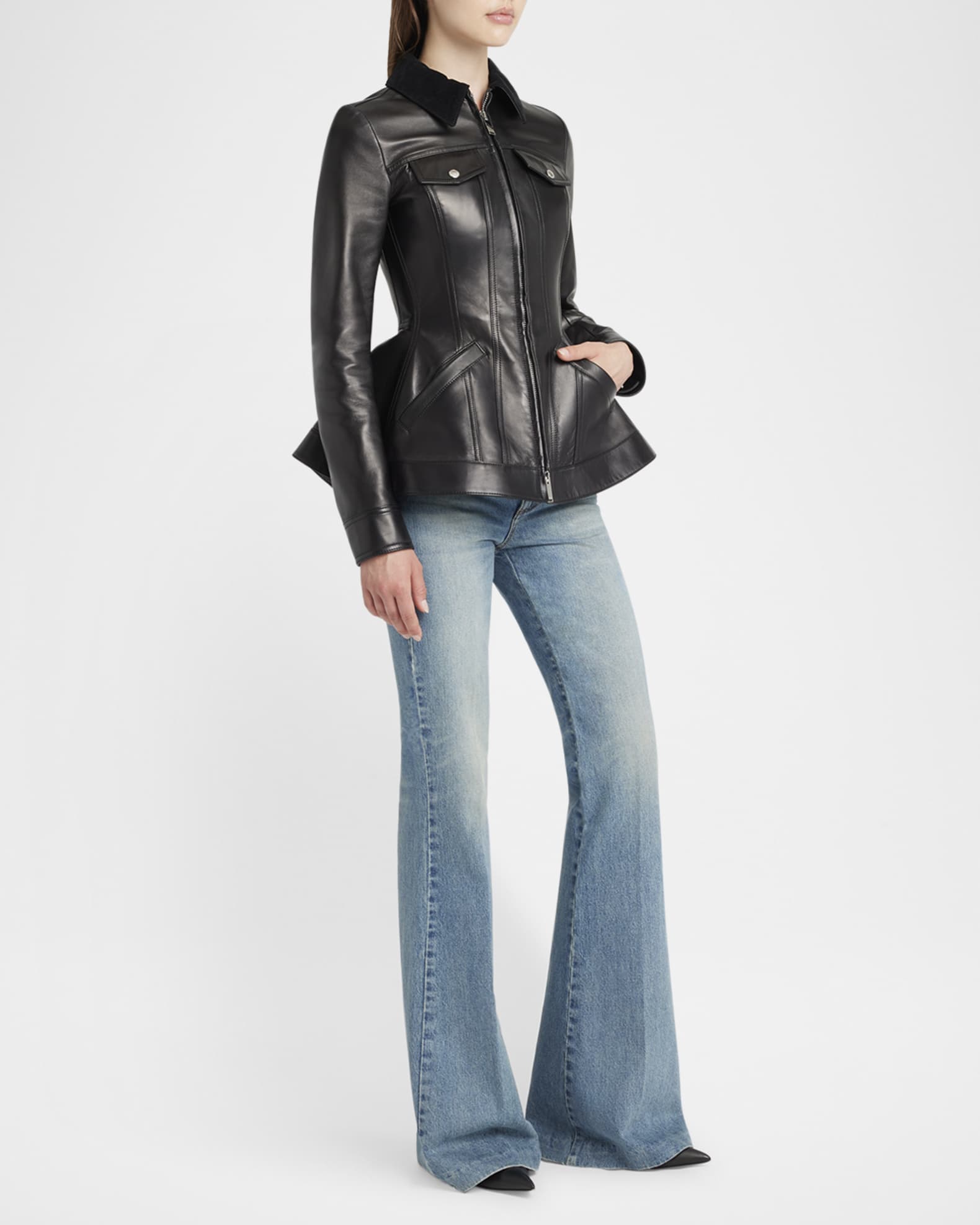 Leather Bird Peplum Jacket 1