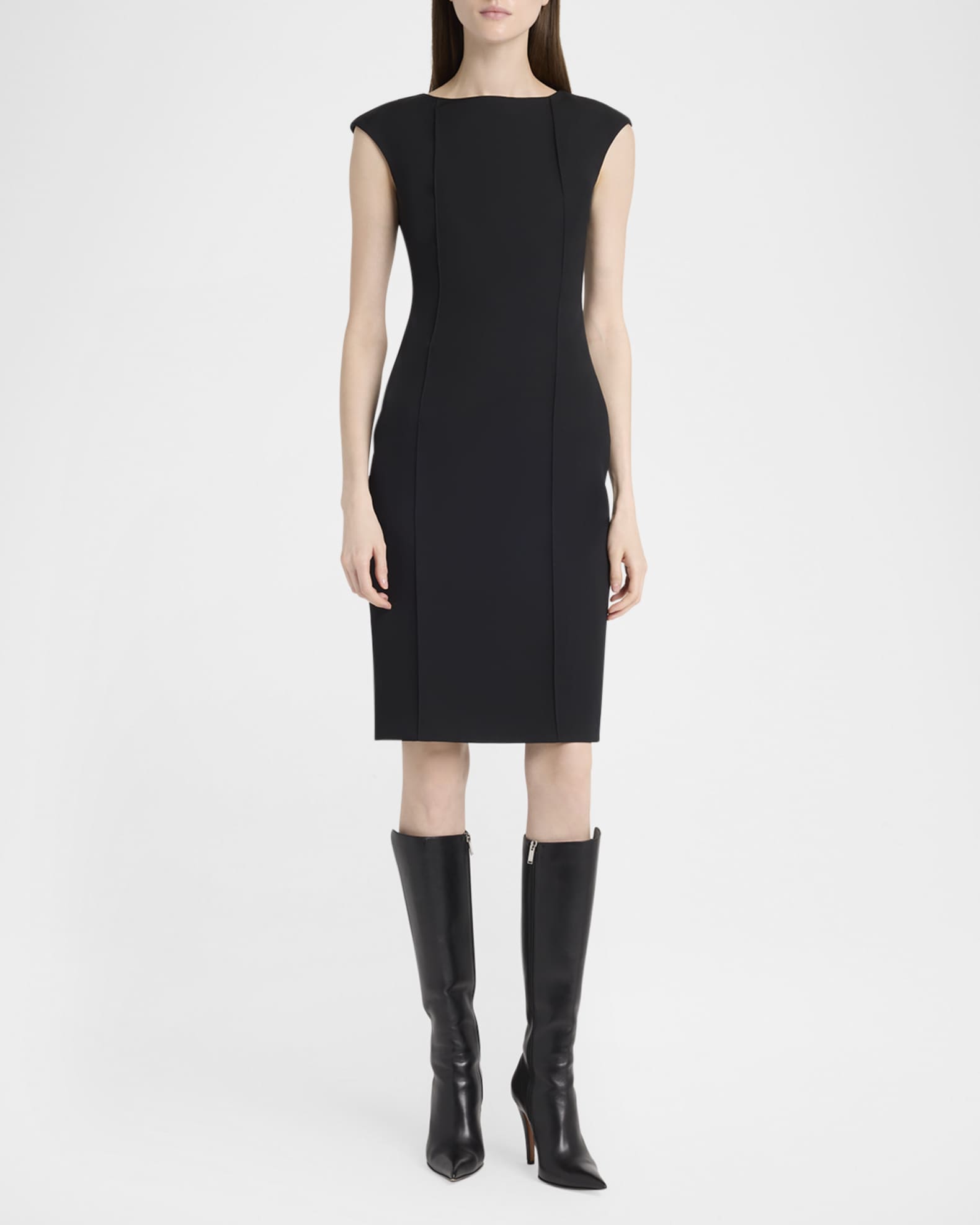Pintuck Sleeveless Crepe Day Dress 1