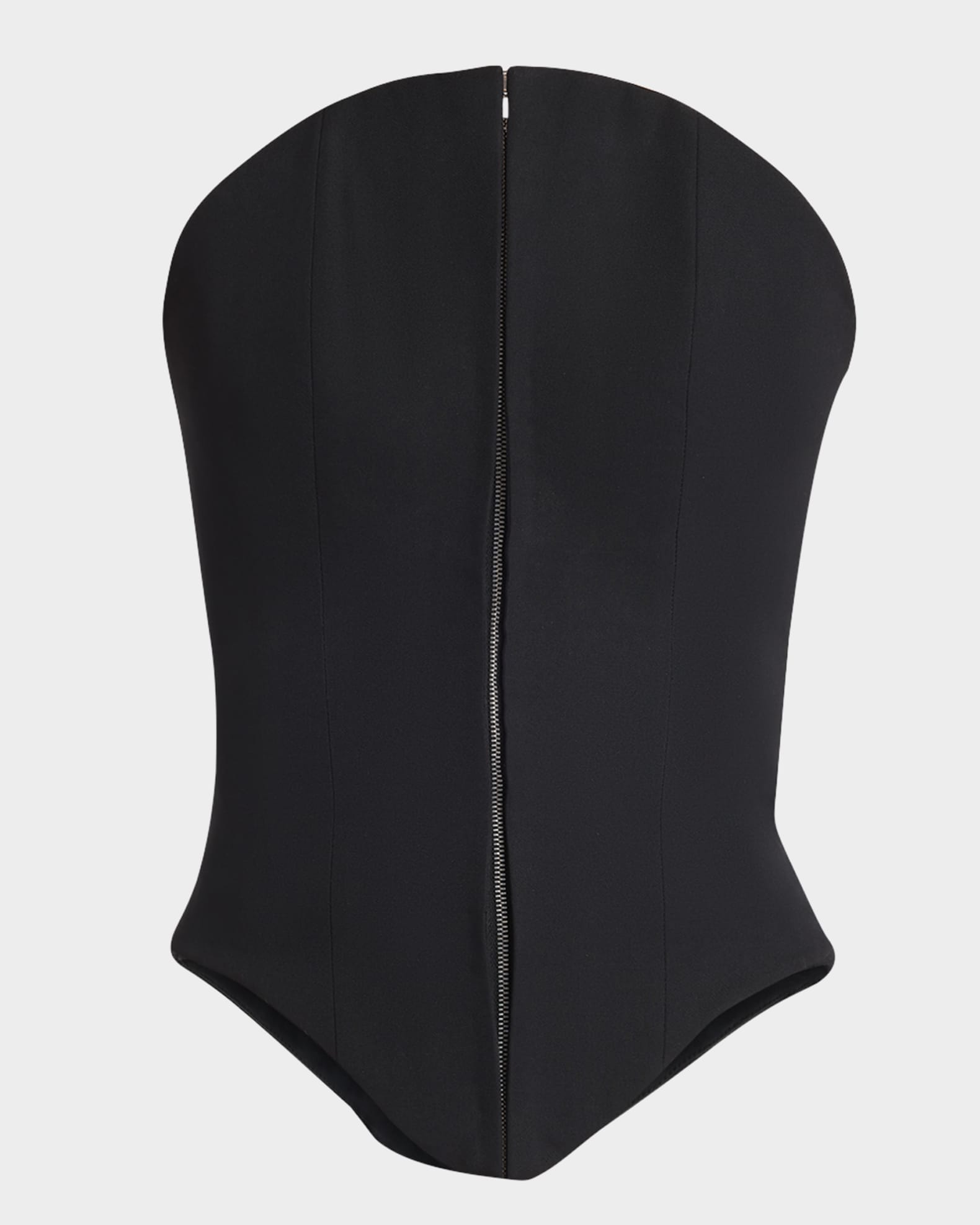 Curved Strapless Zip-Front Bustier Top 0