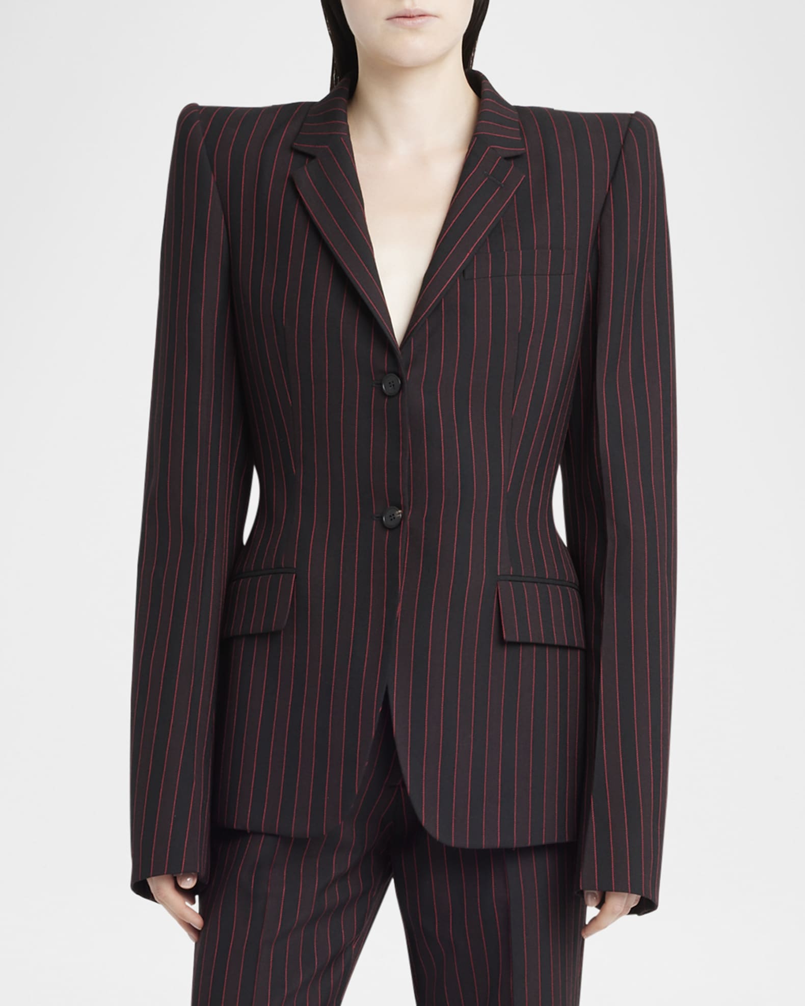 激安特価 McQueen Striped Marcus Neiman | Jacket Blazer Single-Breasted ジャケット・アウター