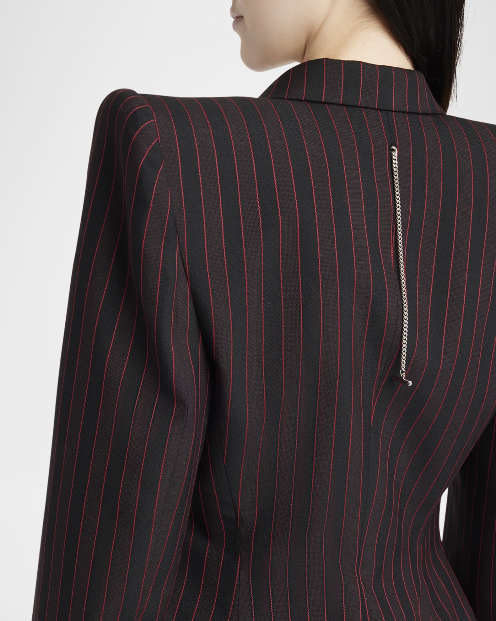 25SSS　STRIPED SINGLE BREASTED JACKET McQueen Striped Single-Breasted Blazer Jacket | Neiman Marcus