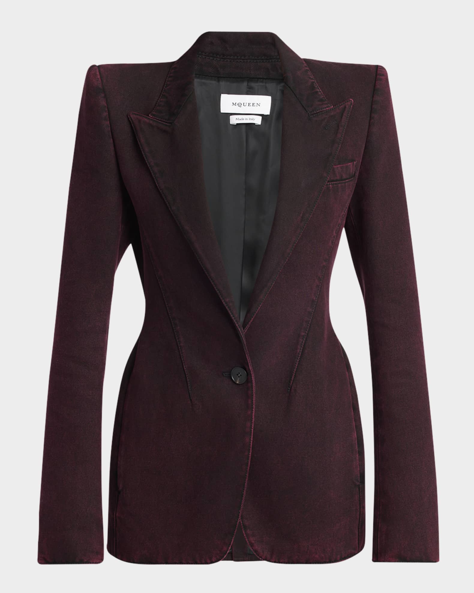 Red-Wash Denim Single-Breasted Jacket 0