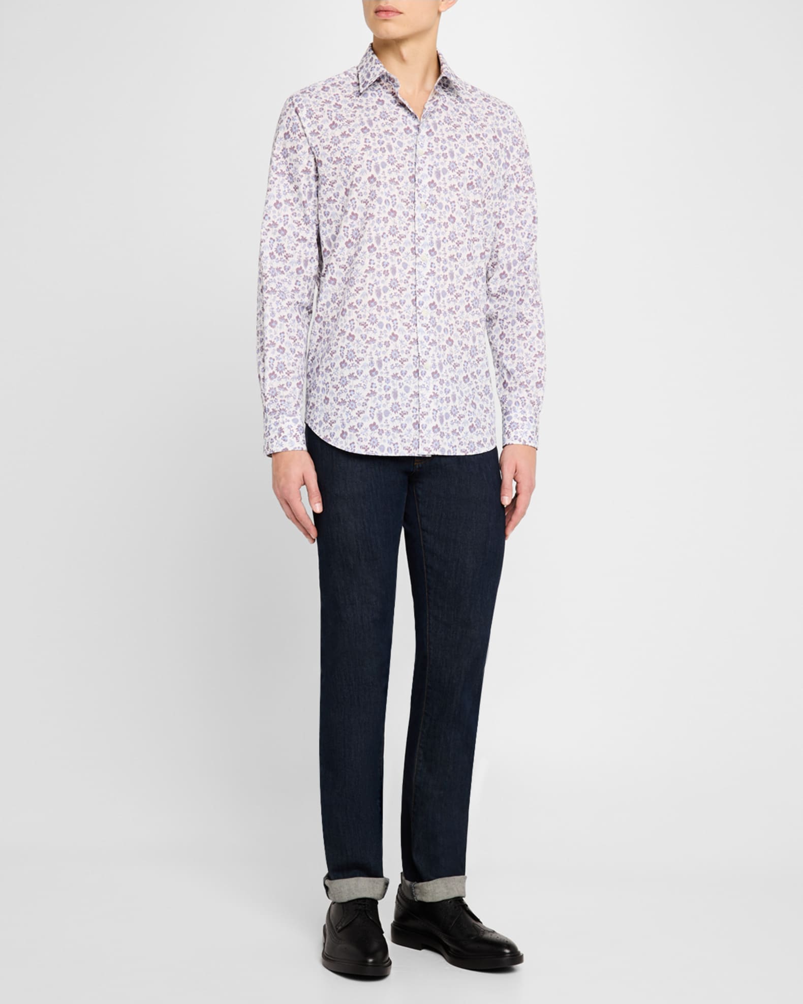 Men's Cotton Floral Sport Shirt 1