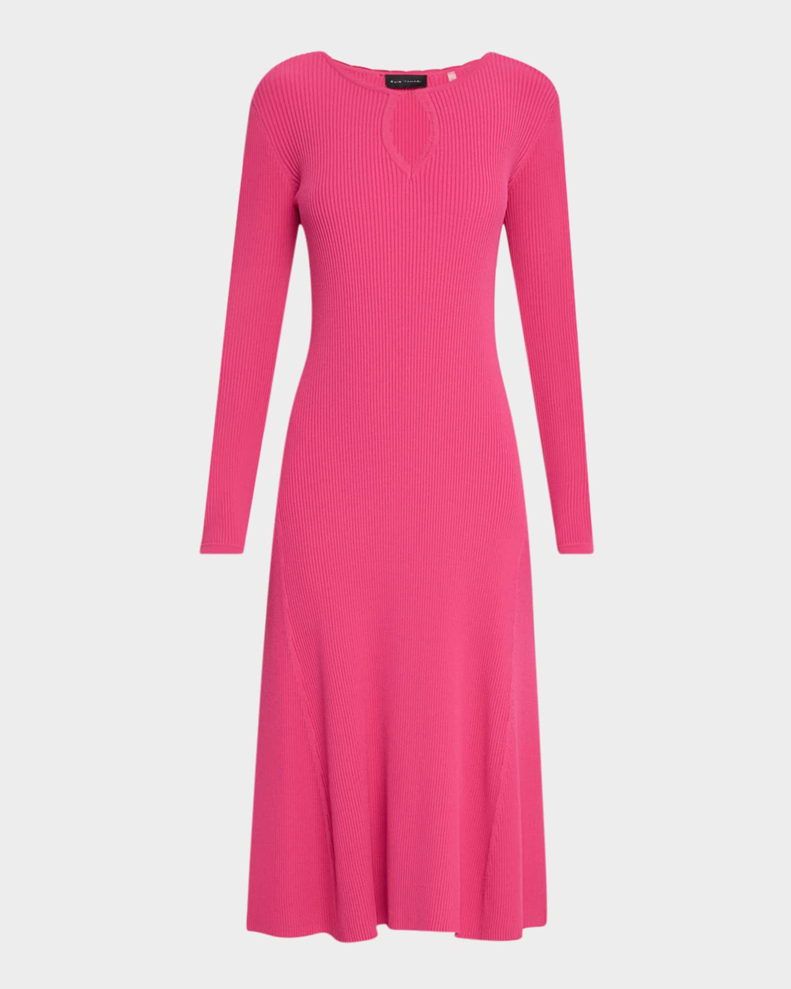 Elie Tahari Women s Belinda Keyhole Neck Long Sleeve Ribbed Sweater Dress