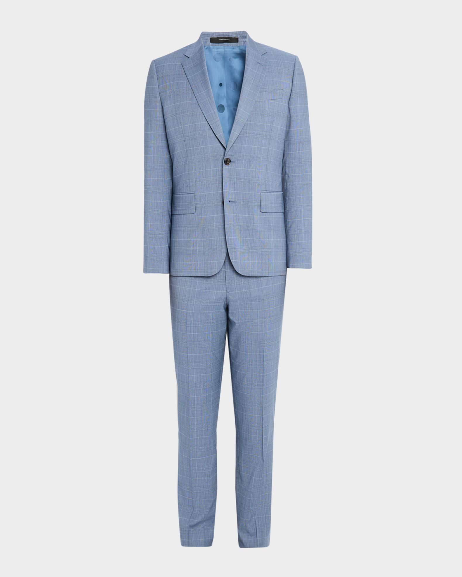 Men's Wool Glen Check Two-Button Suit 0