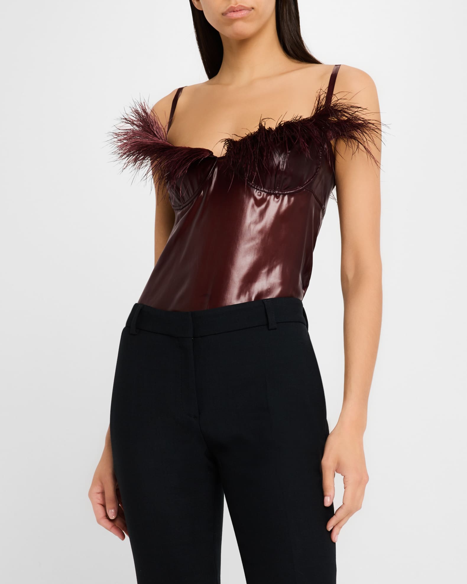予約販売 Ferragamo Feather-Trim Marcus Neiman | Cami Sheer Bustier ハイヒール/パンプス