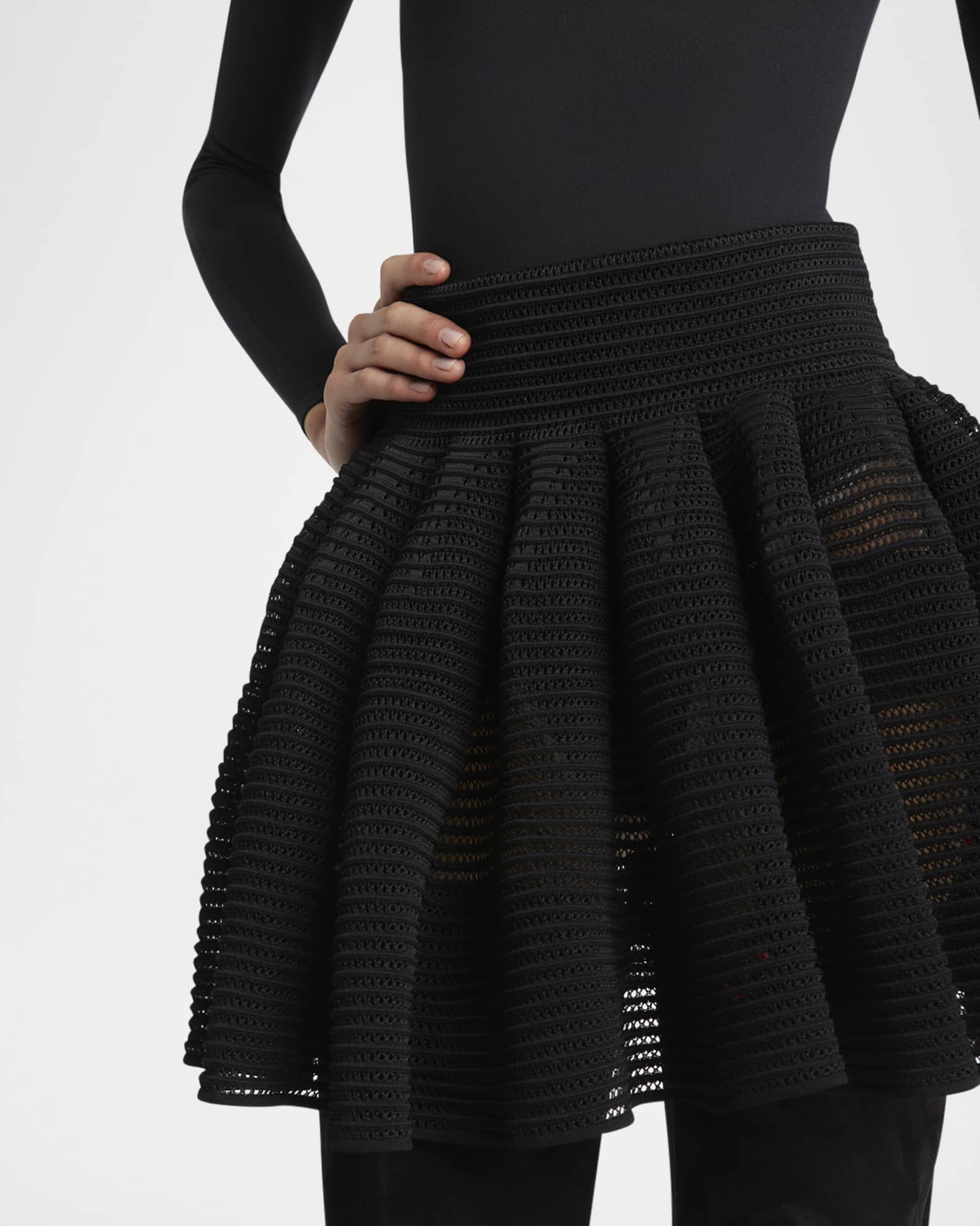 ALAIA Pleated Crinoline Mini Skirt | Neiman Marcus