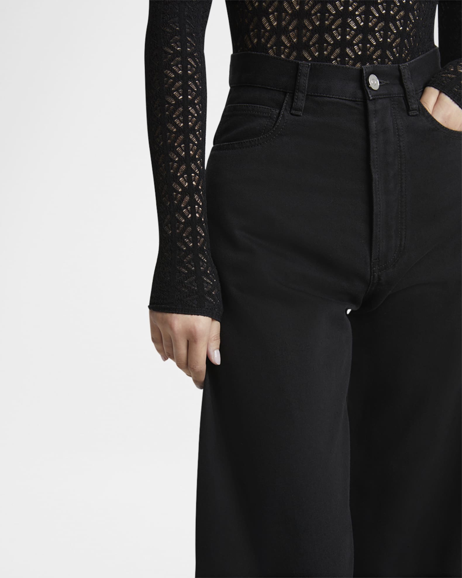 ALAIA Rounded Leg Denim Pants | Neiman Marcus