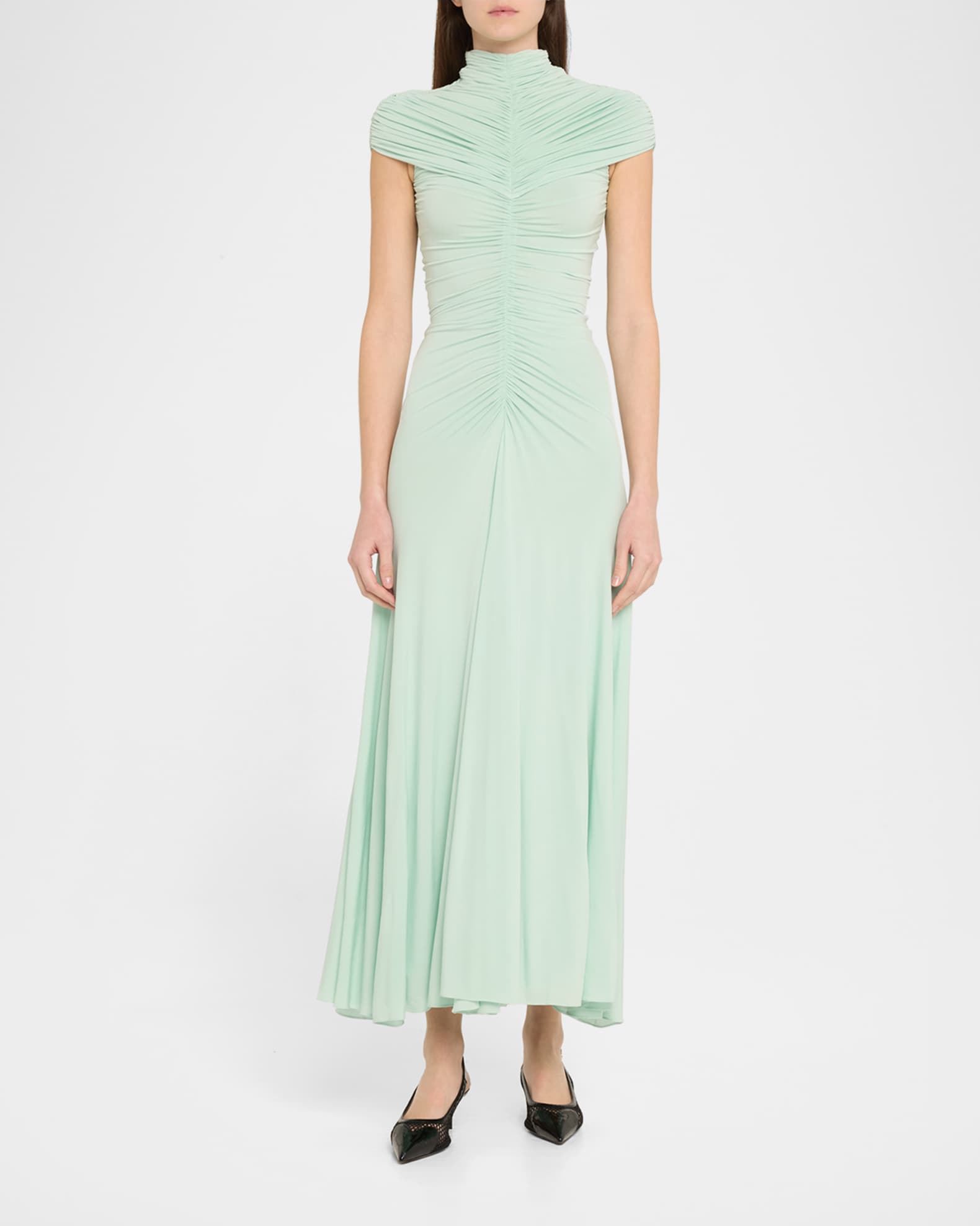 Long High-Neck Ruched Dress 1