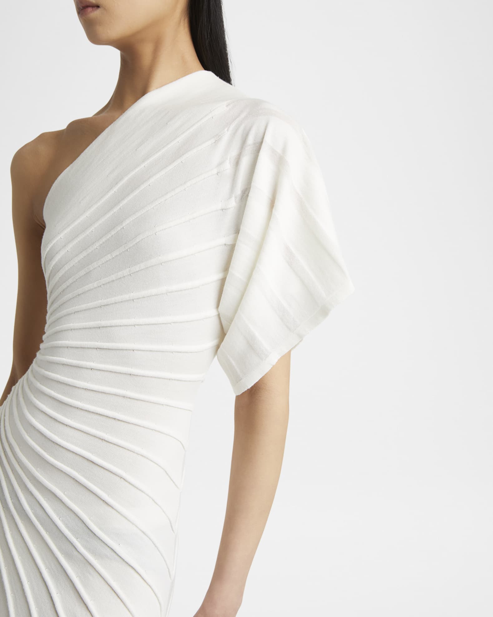 ワンピース ANDREADAMO RIBBED-KNIT ASYMMETRICAL MONO SHOULDER DRESS AndreāDamo Ribbed-Knit Asymmetrical Dress - Beige - 11% Off