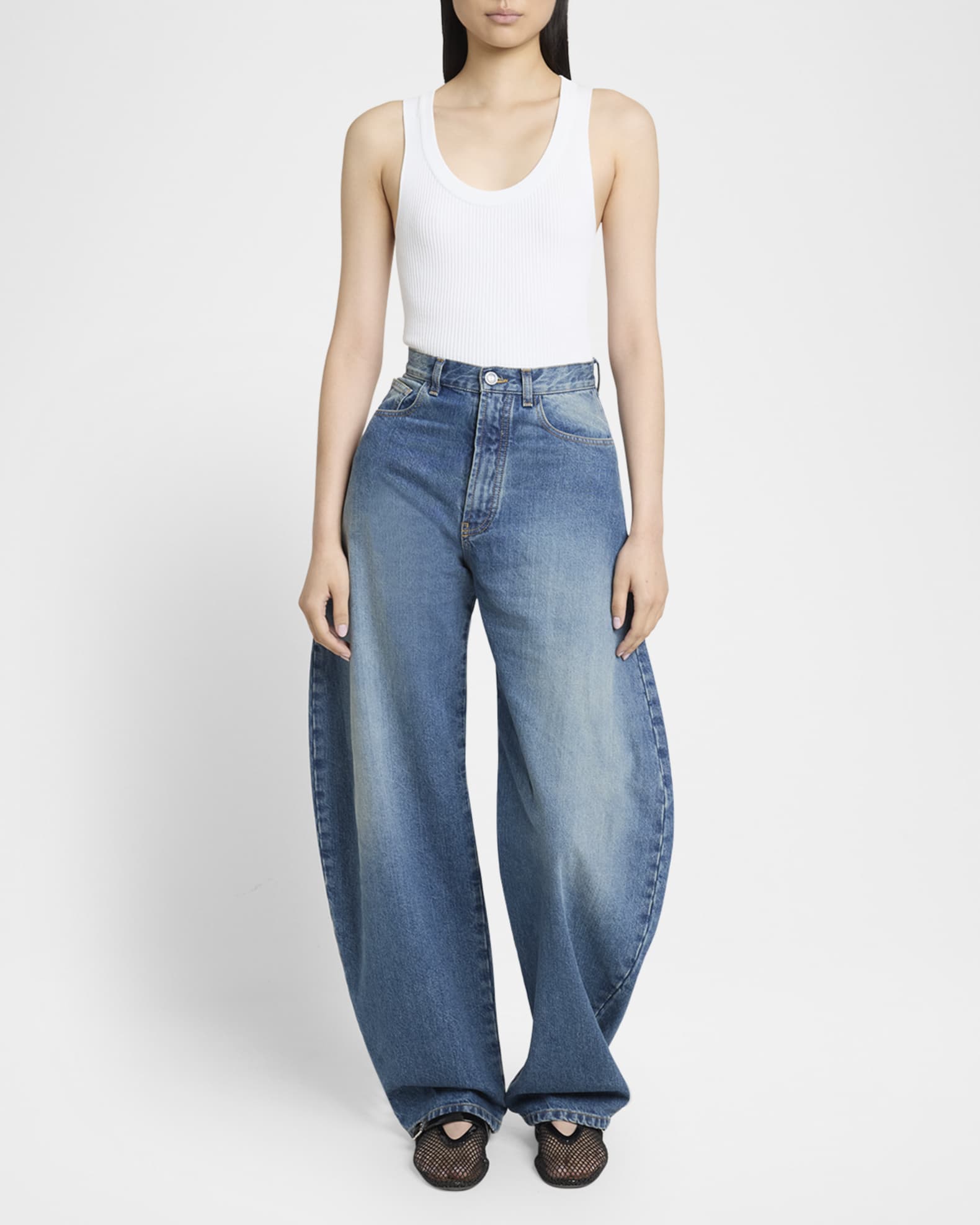 Mid-Rise Wide-Leg Barrel Jeans 1