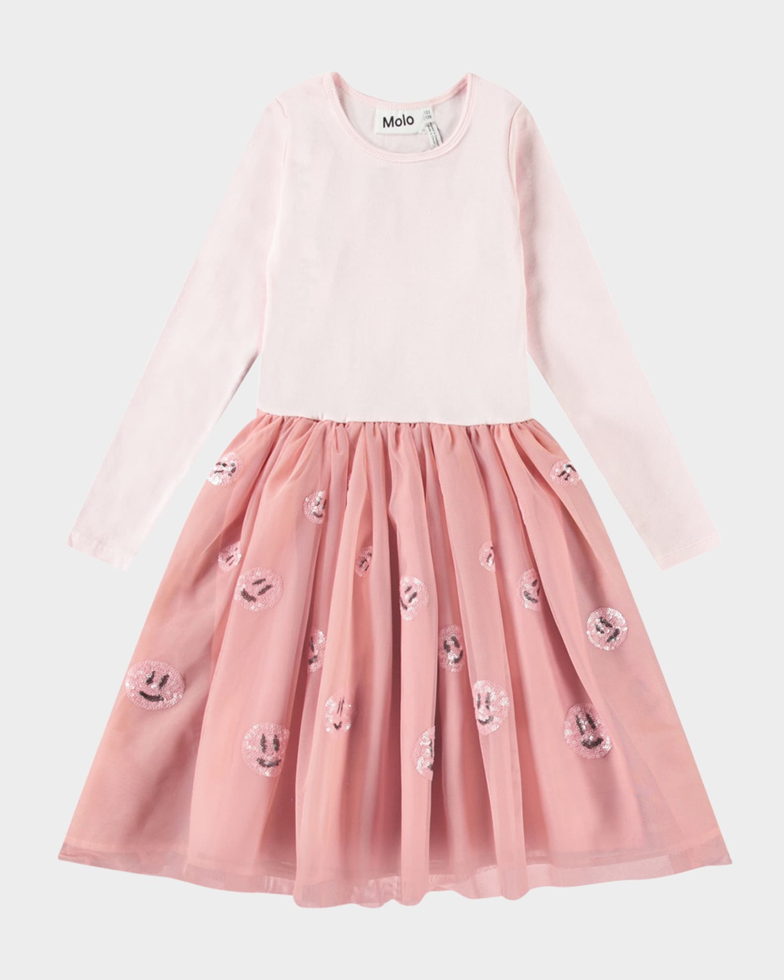 Girl's Cyrus Long-Sleeve Sequin Tulle Combo Dress 0