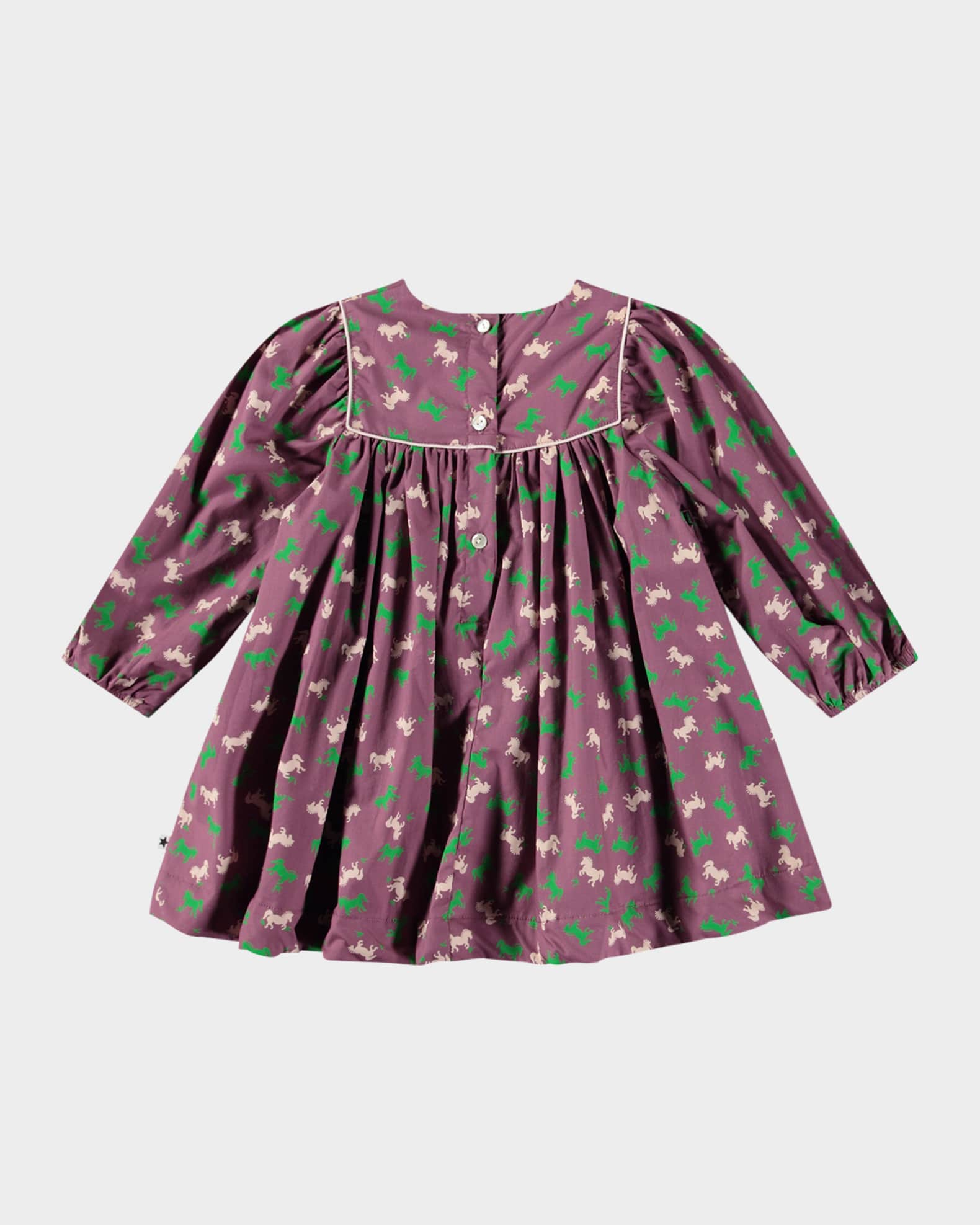 Girl's Clair Long-Sleeve Bib Dress, Size 6M-2 1