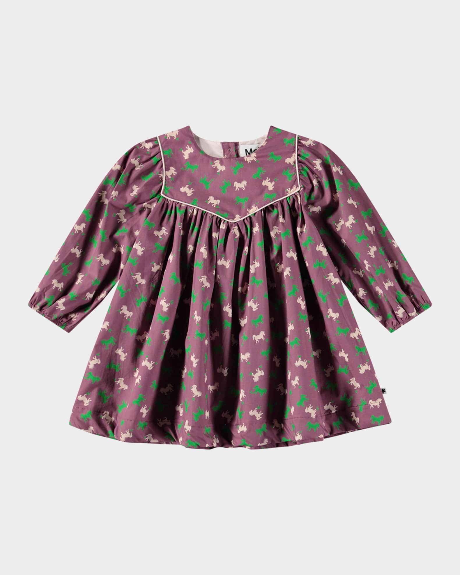 Girl's Clair Long-Sleeve Bib Dress, Size 6M-2 0