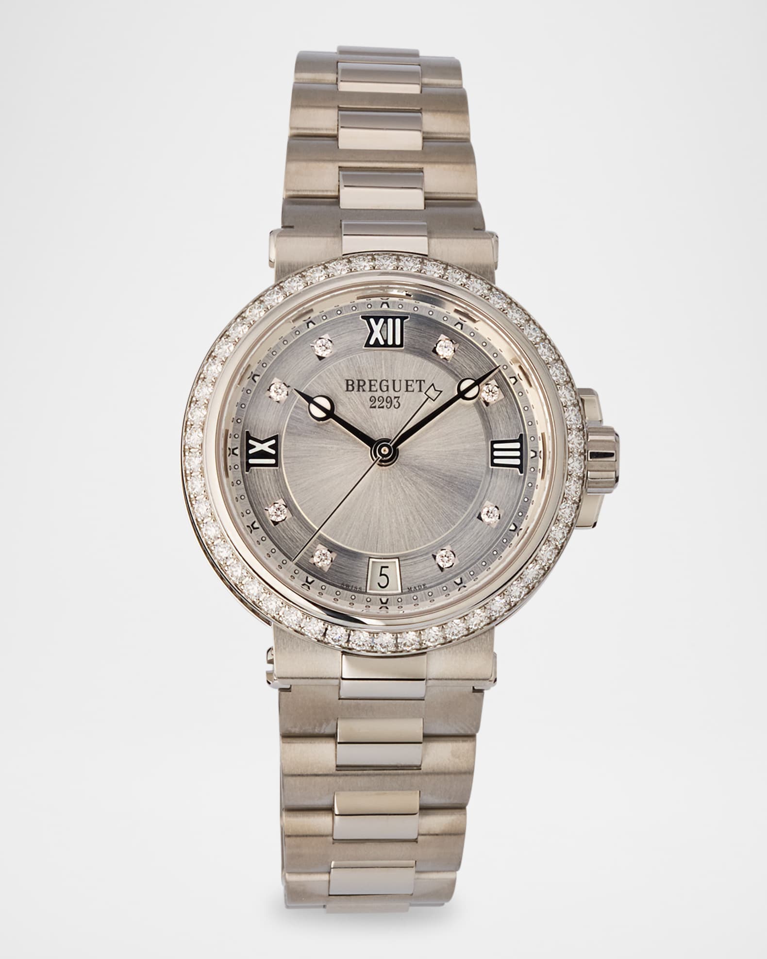 Stainless Steel Marine 33.8mm Diamond Watch with Bracelet Strap 0