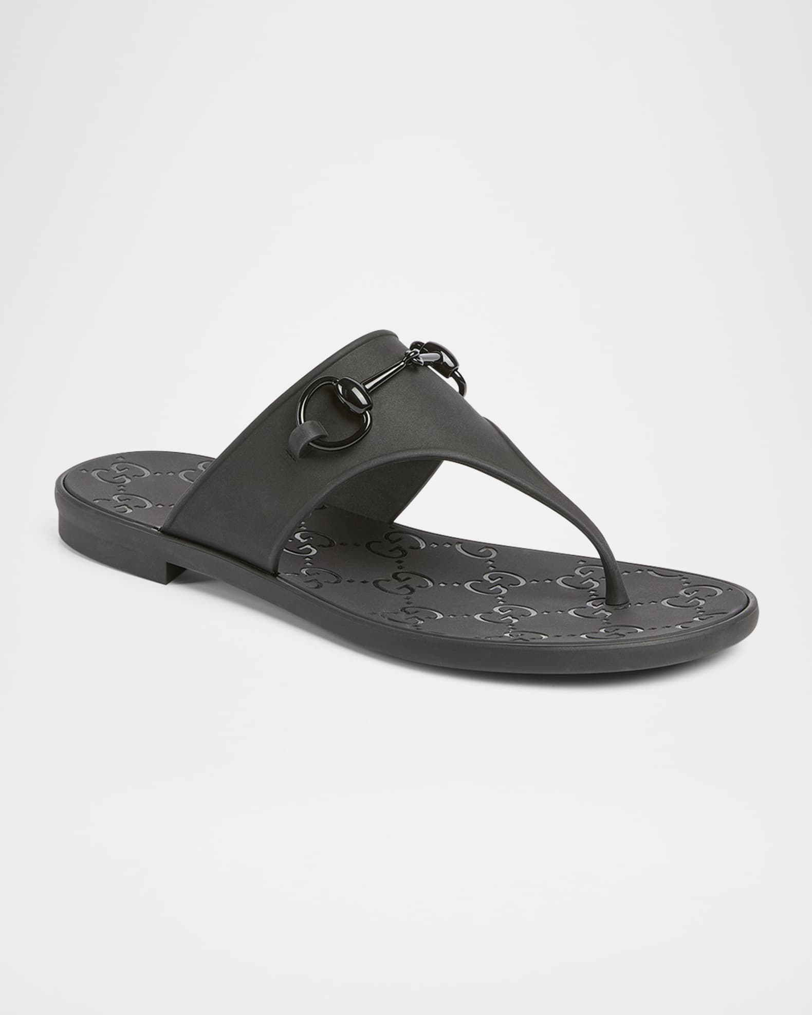 Rubber Horsebit Thong Slide Sandals 1