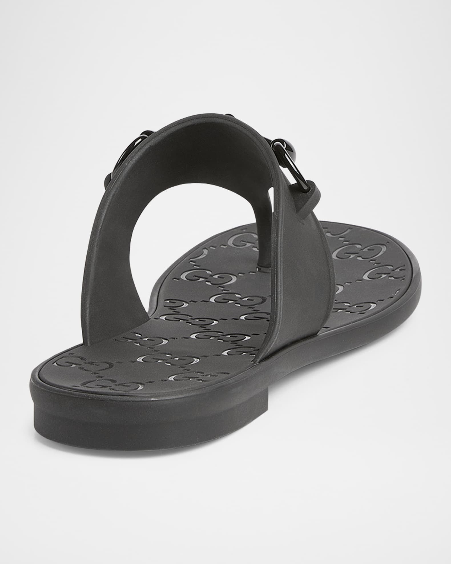 Gucci Rubber Horsebit Thong Slide Sandals | Neiman Marcus