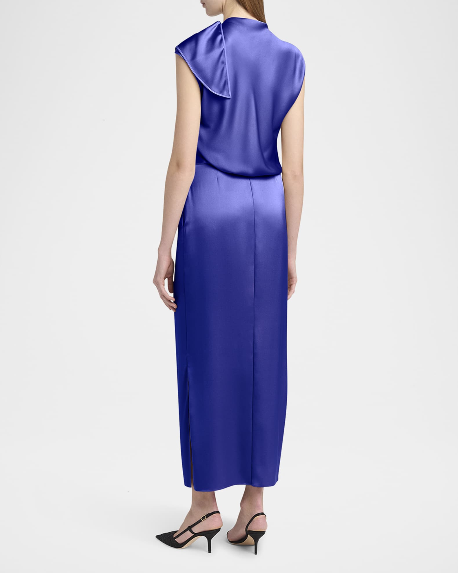 princess polly baby blue dress Stella Satin Cowl Neck High Slit Formal Dress
