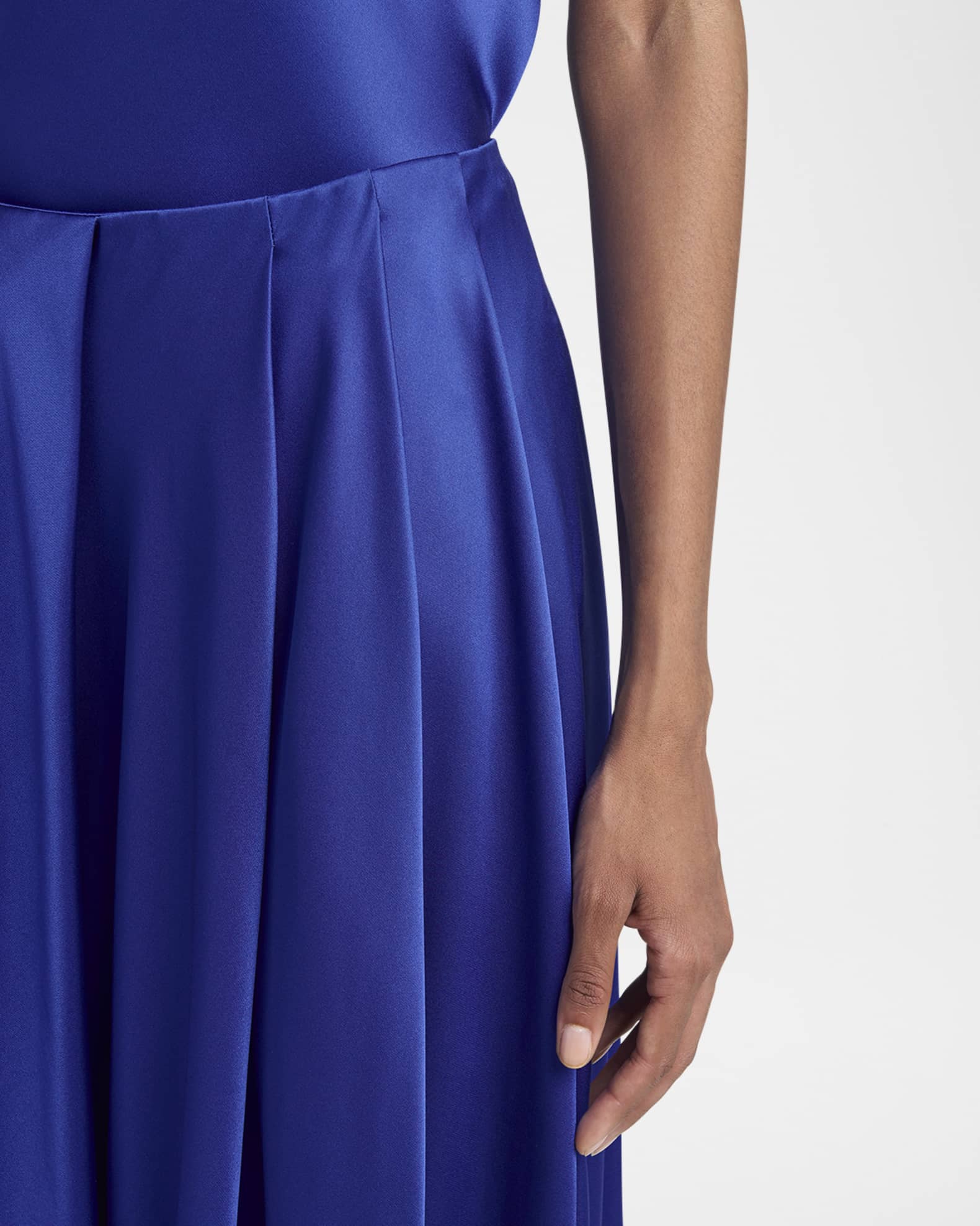 Giorgio Armani Double Silk Satin Pleated Midi Skirt | Neiman Marcus