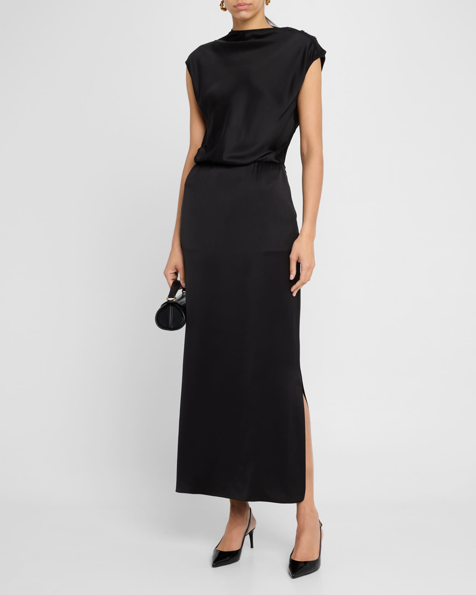 Cap-Sleeve Double Silk Satin Gown 1