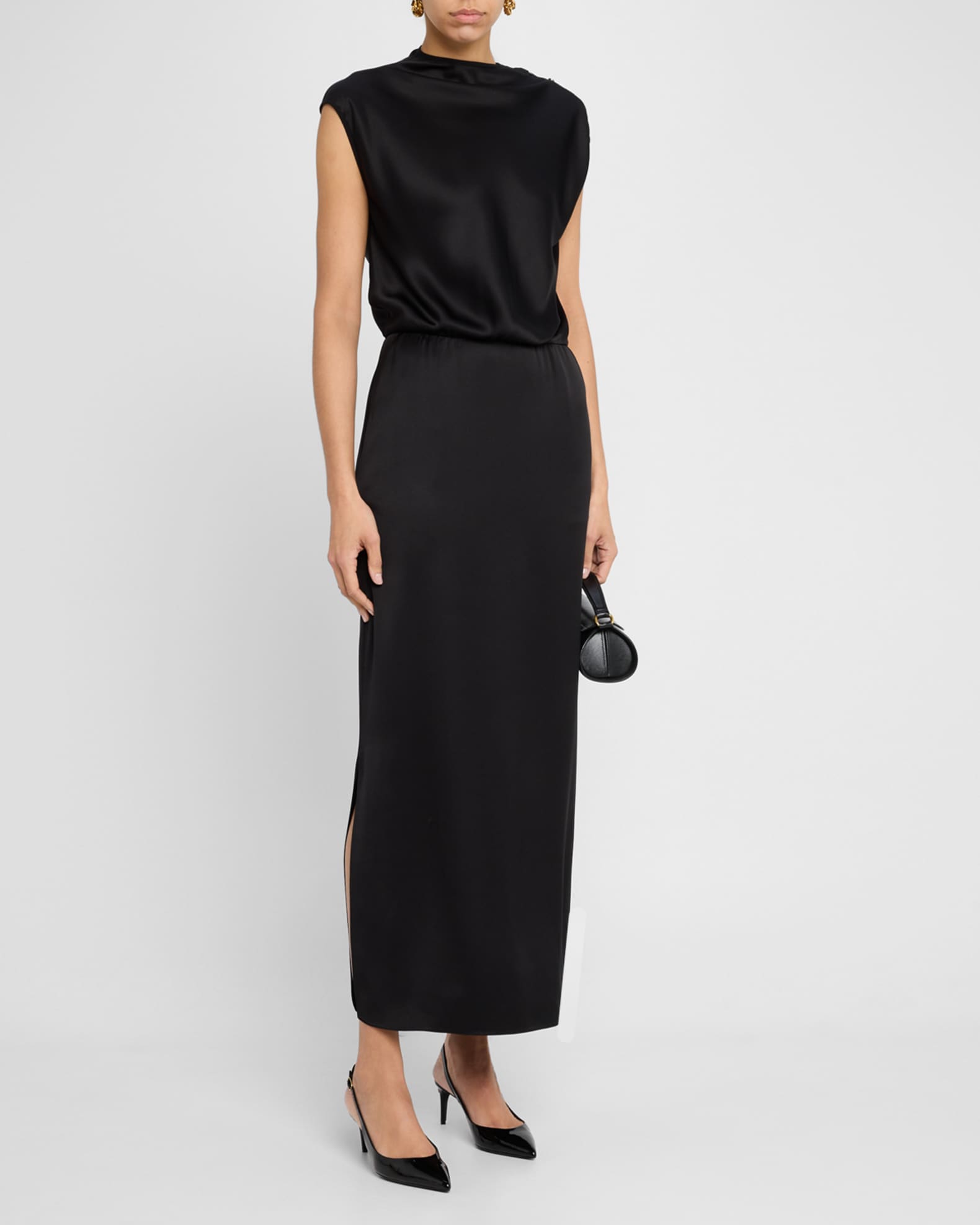 Giorgio Armani Cap-Sleeve Double Silk Satin Gown | Neiman Marcus