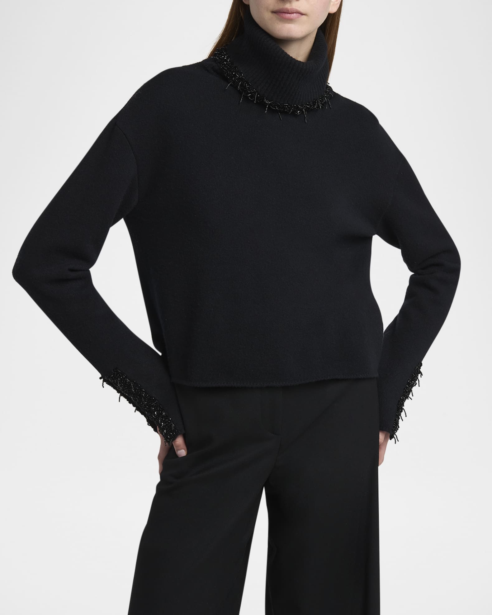 【ギフ_包装】 Turtleneck Armani Giorgio Beaded Sweater Wool-Cashmere トップス