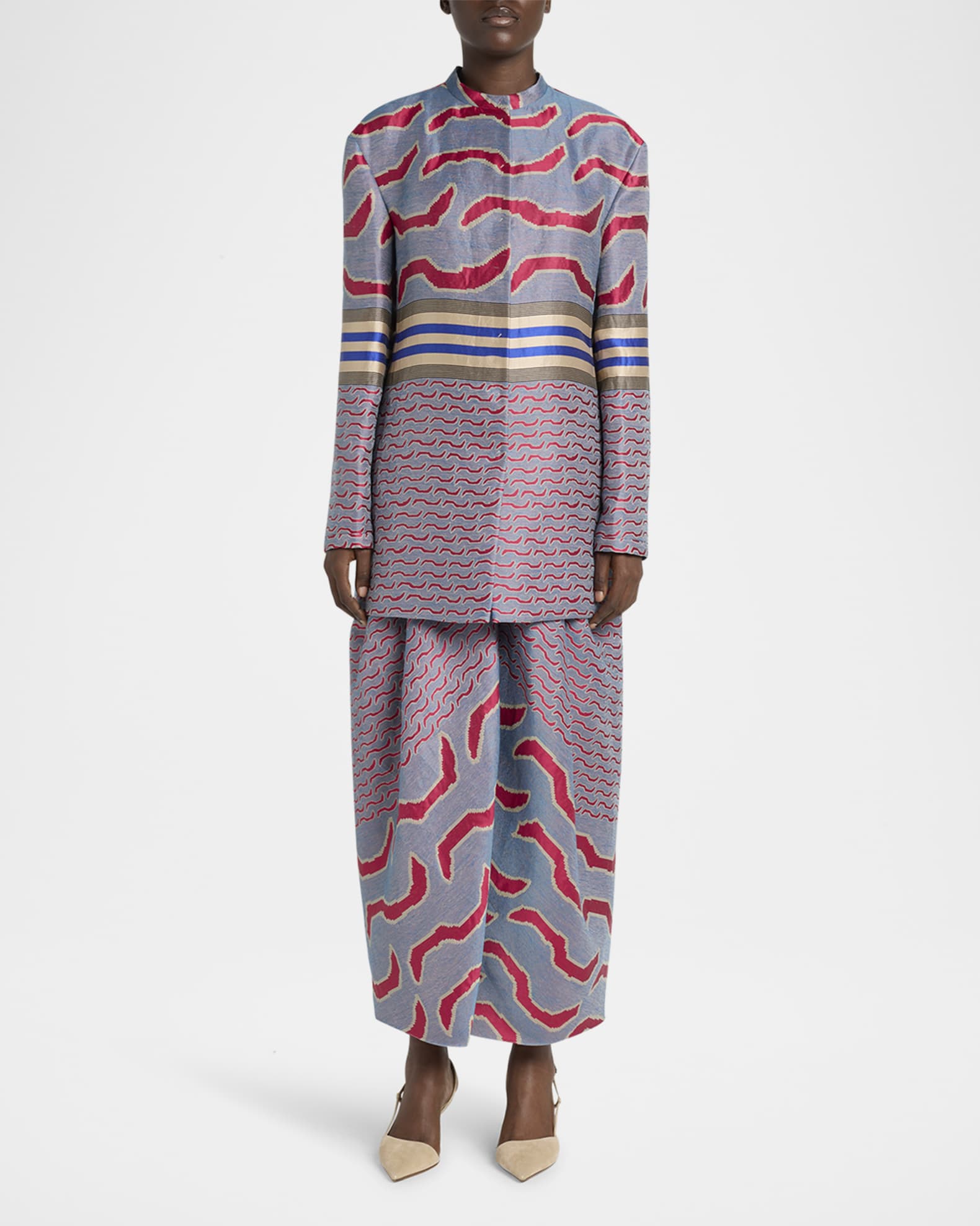 Pattern Jacquard Single-Breasted Jacket 1