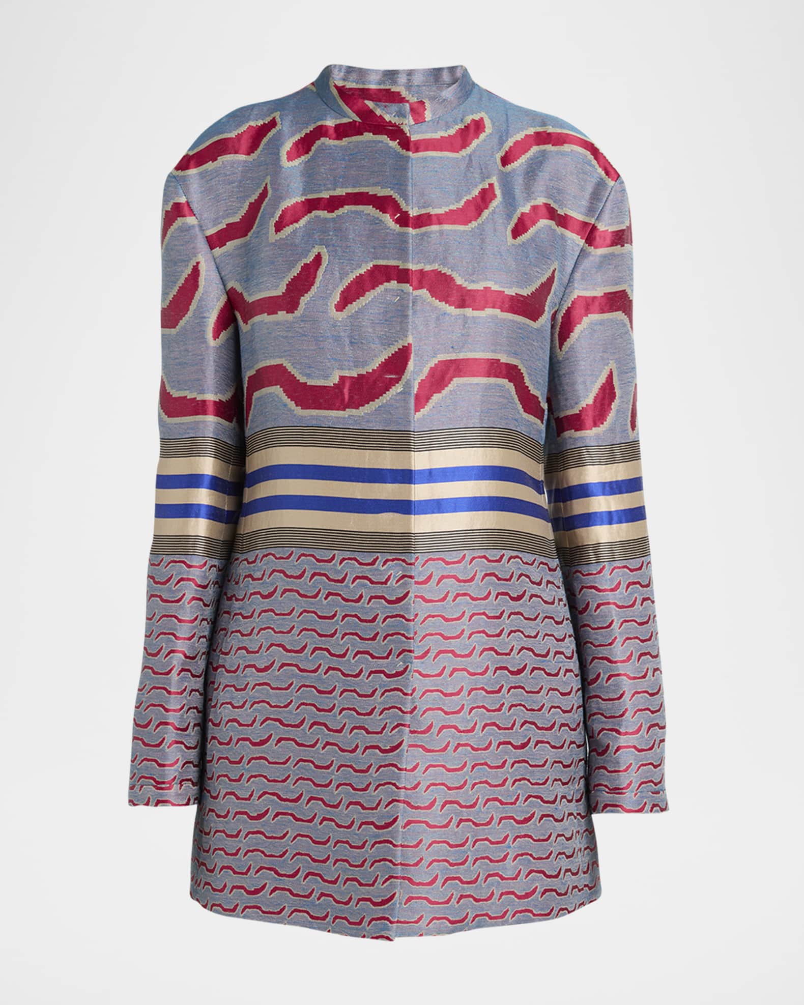 Pattern Jacquard Single-Breasted Jacket 0