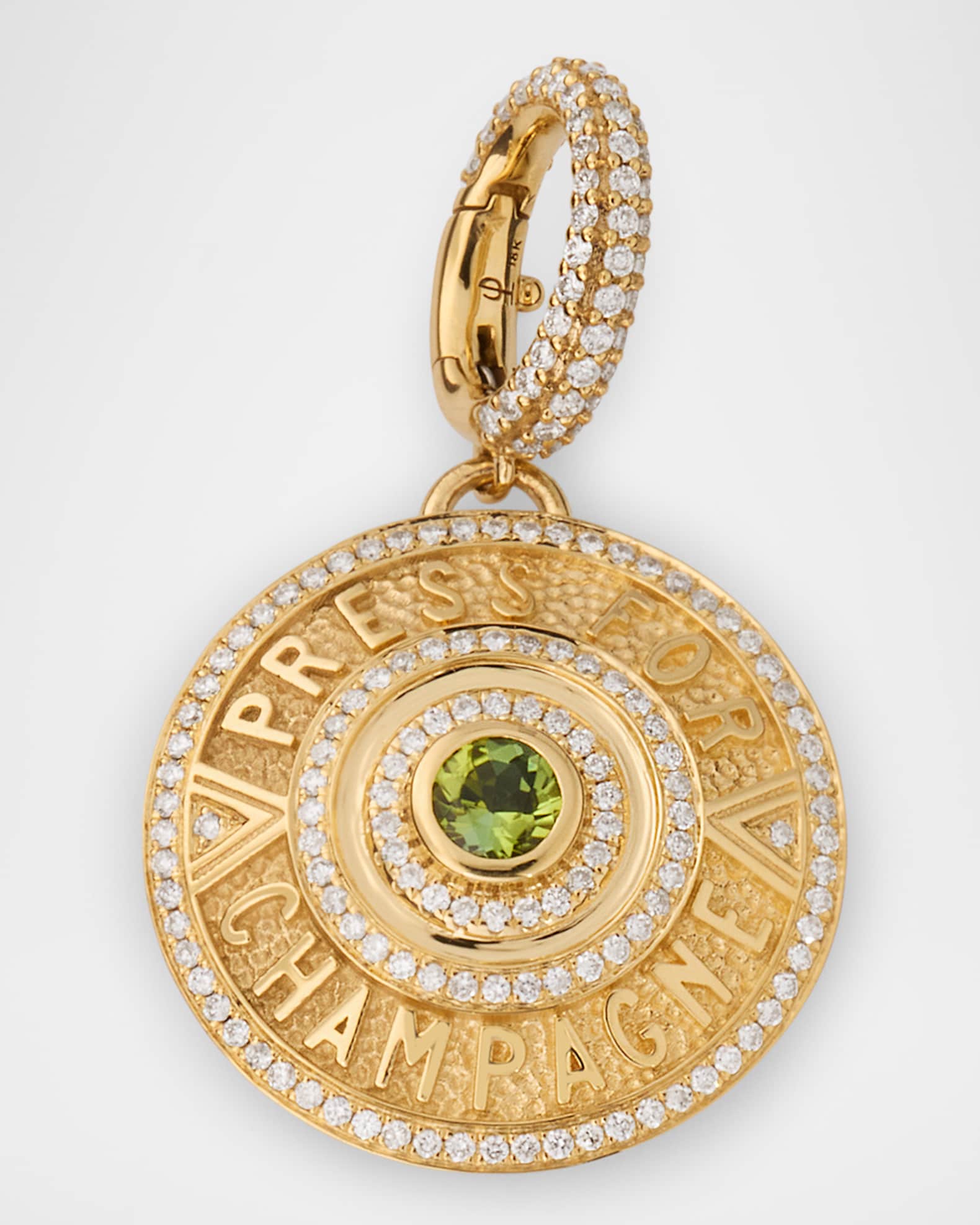 18K Gold Press for Champagne Charm with Diamonds and Tourmaline 0