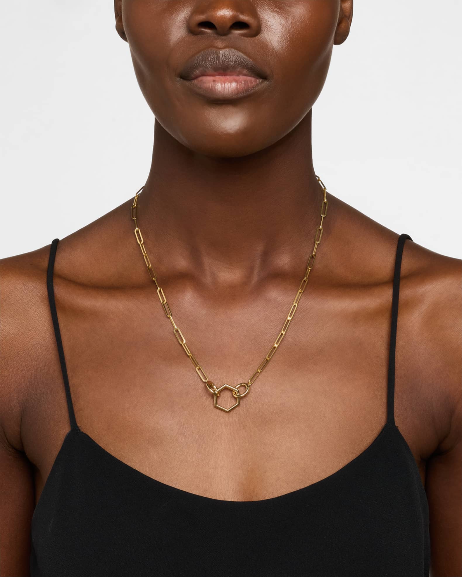 18K Gold Open Ball Foundation Paperclip Chain Necklace, 18" 1