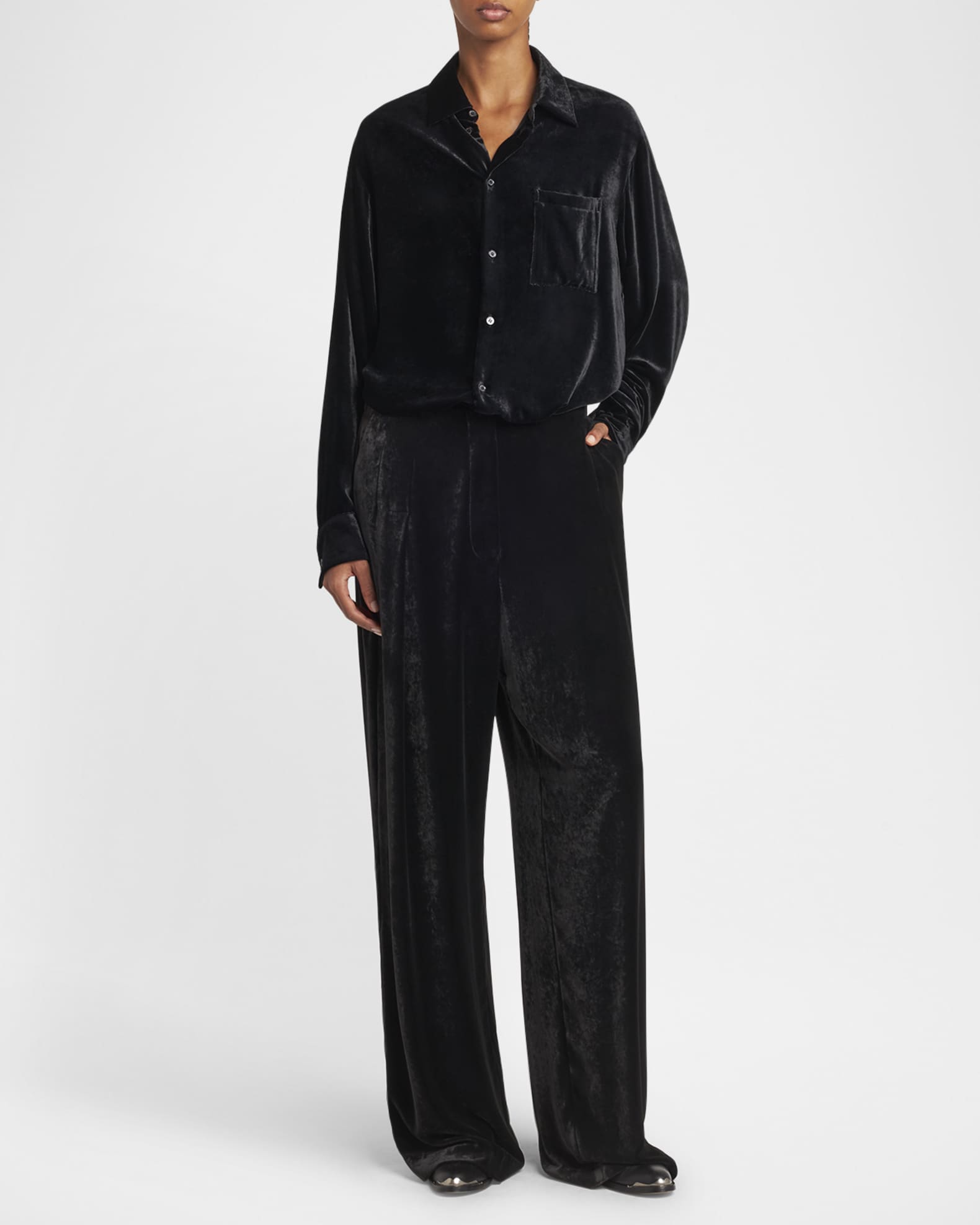 Journey Velvet-Effect Loose Pants 1